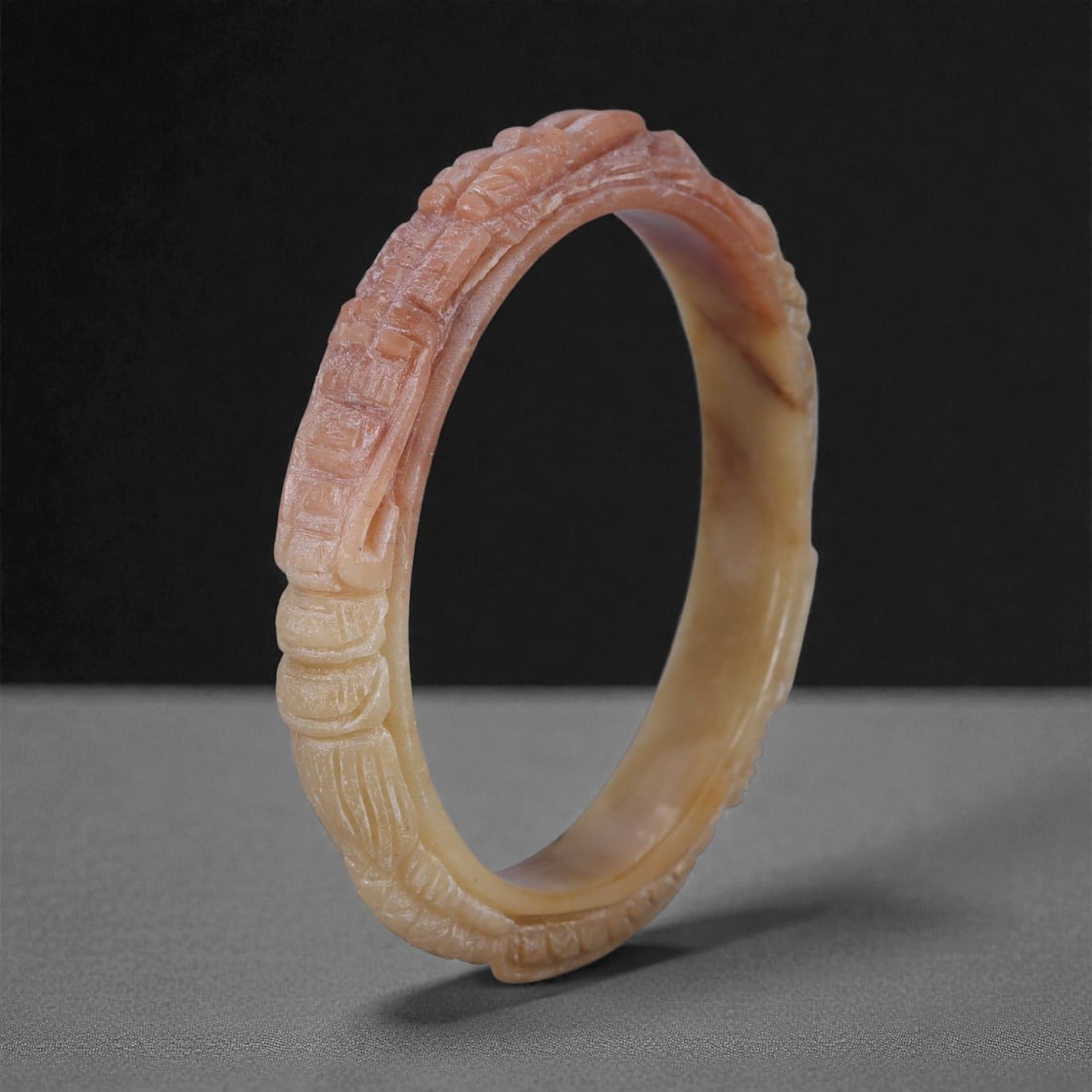 Carved Jade Dragon Bracelet - Asian Bangle, 22WE (1 of 3)