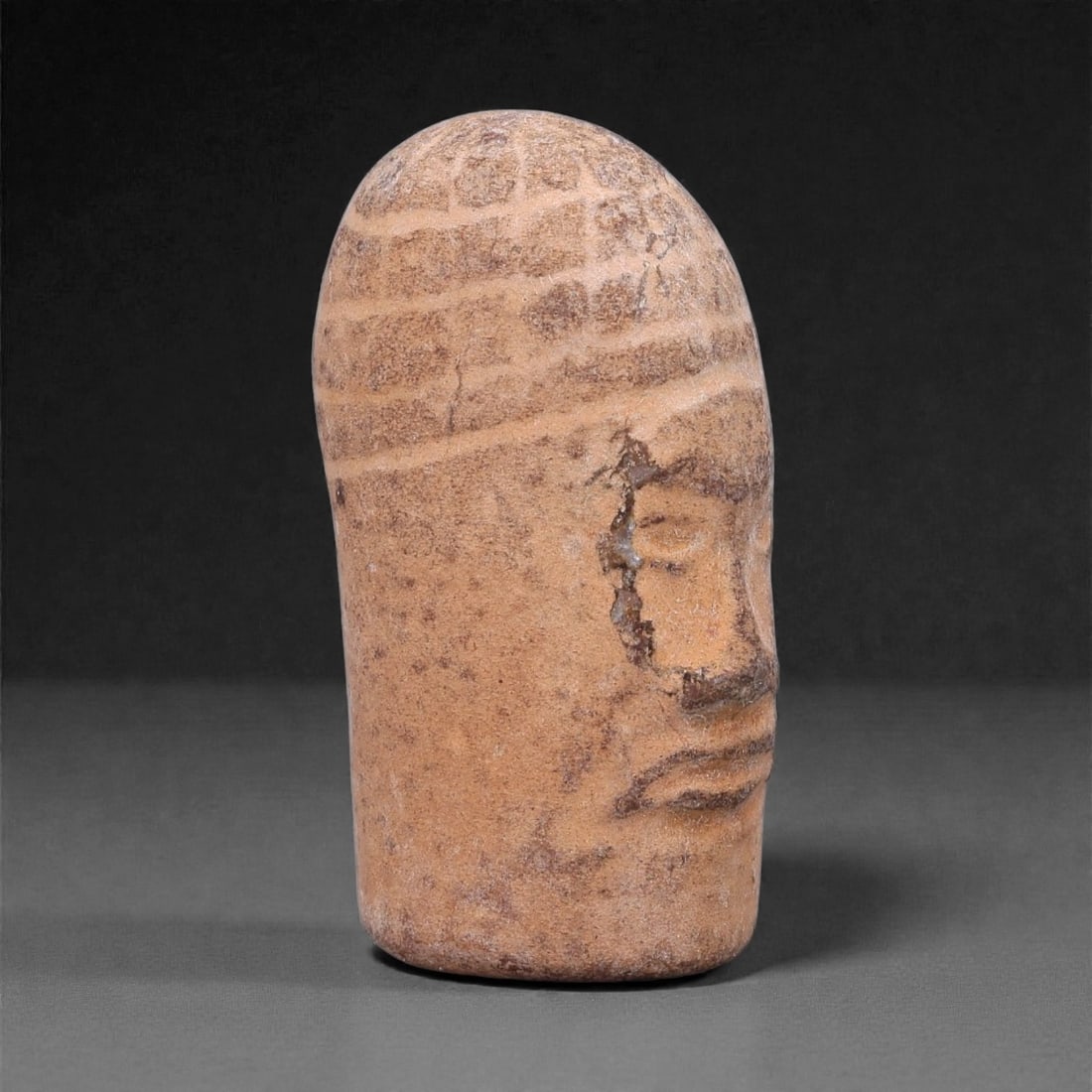 Ancient Stone Bust - Miniature Human Figure, 46G (1 of 3)
