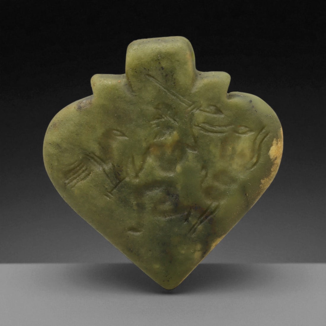 Ancient Neo-Assyrian Hunting Scene Jade Amulet Pendant, c. 9th-7th Century BCE, 5cm, 52BF (1 of 3)
