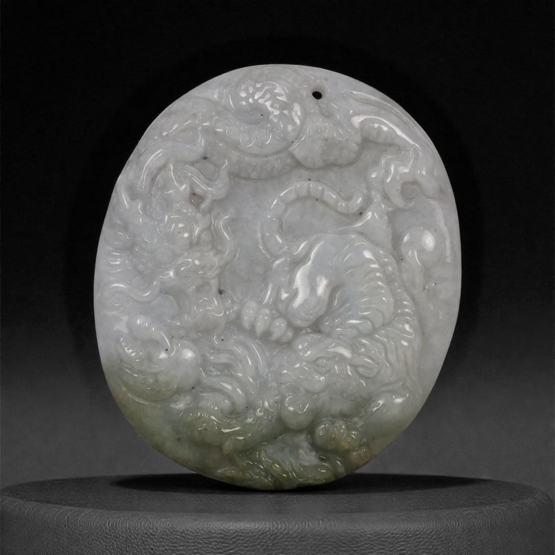 Chinese Jade Dragon and Tiger Pendant - Oriental Amulet, 67G (1 of 2)