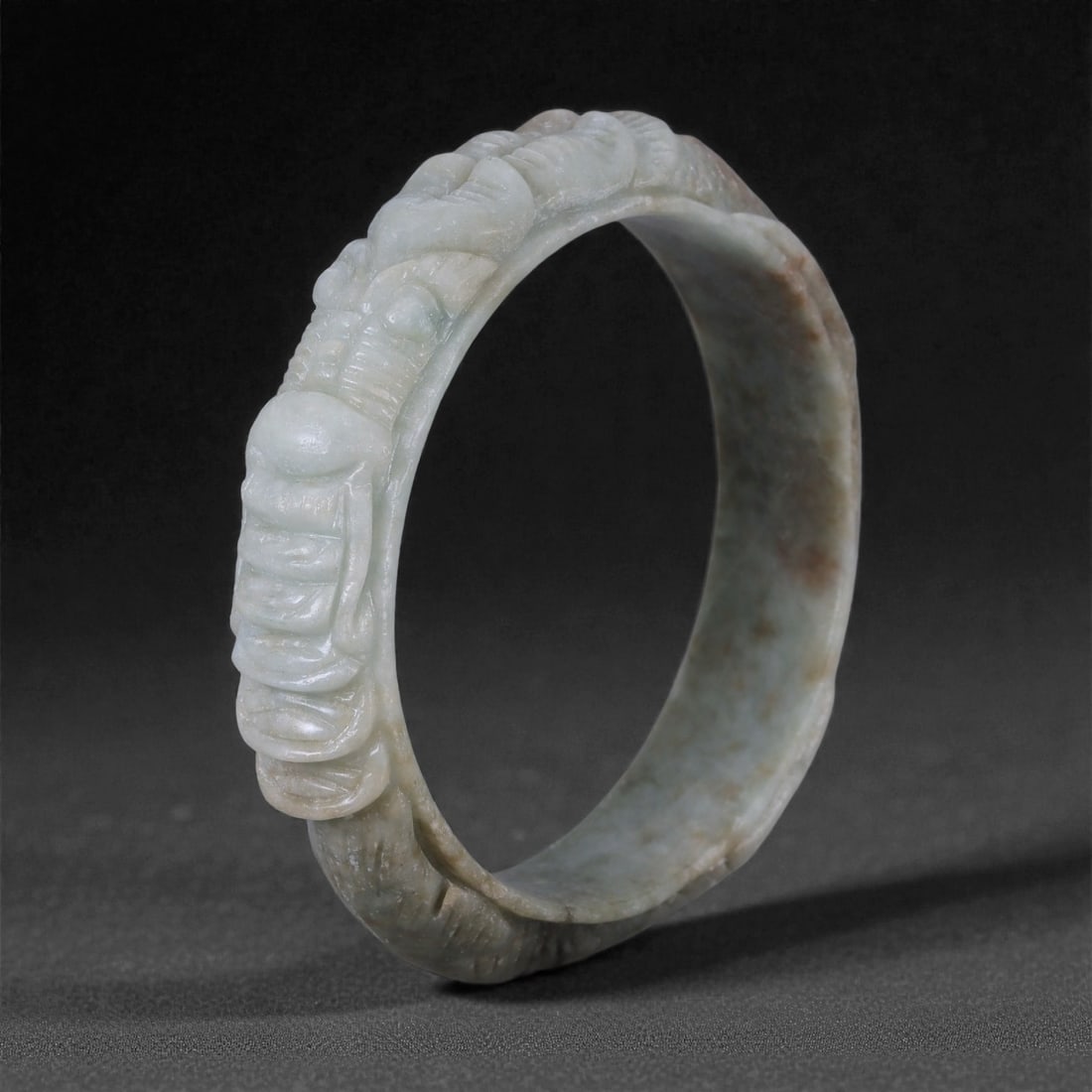 Carved Jade Dragon Bangle - Chinese Style Bracelet, 36WE (1 of 3)