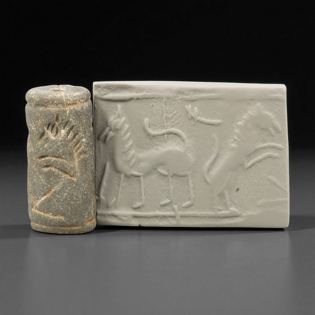 A Mesopotamian Stone Cylinder Seal, 3rd-2nd Millennium BCE, 4cm, 62EJ (1 of 2)