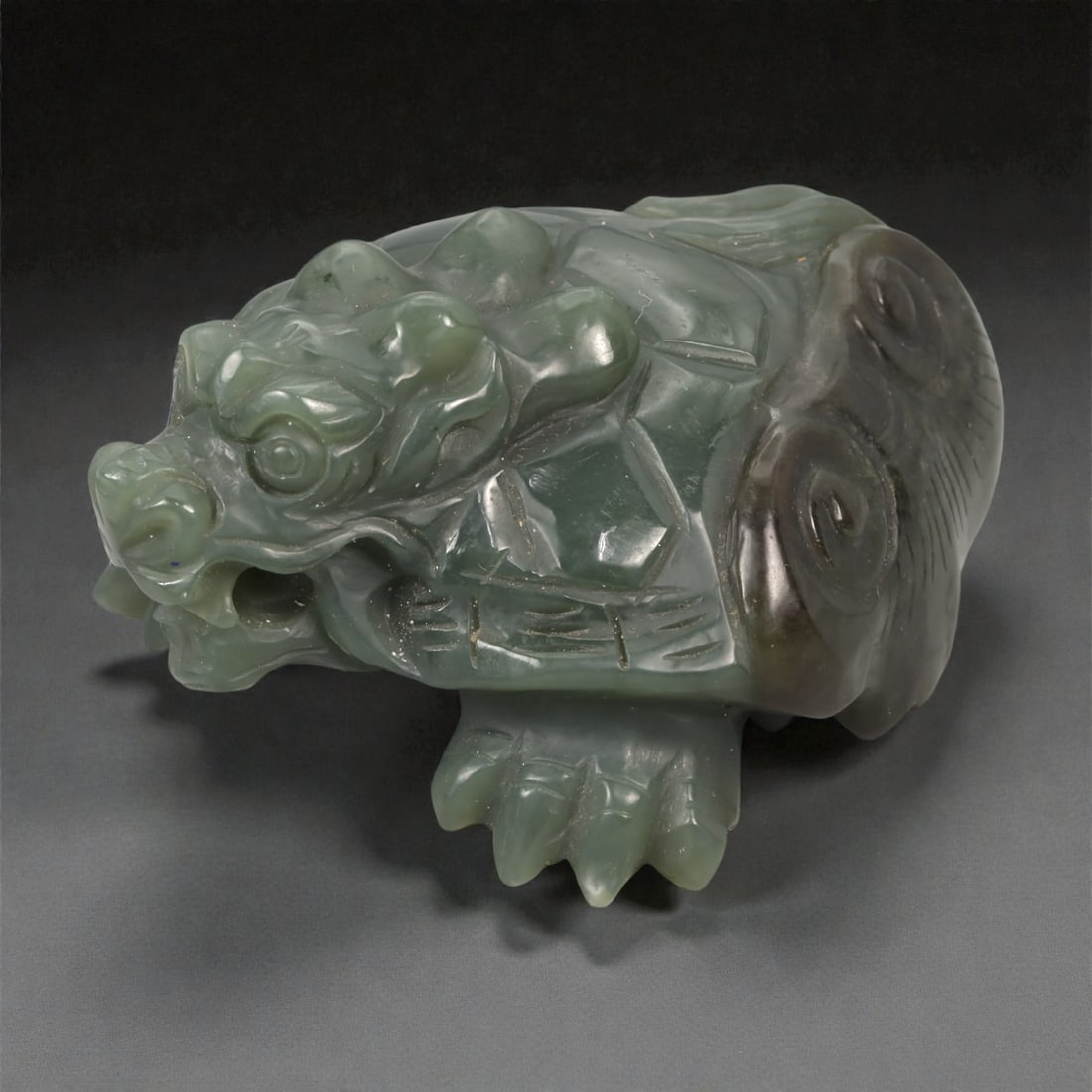 A Chinese Jade Dragon Turtle (Bixi) Sculpture, 20th Century, 85YA (1 of 3)