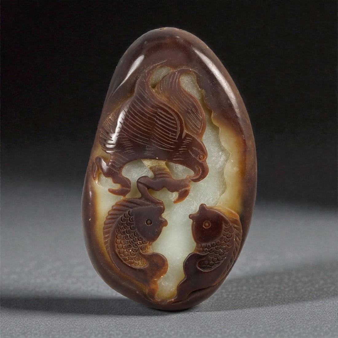 A Chinese Hetian Jade Eagle-and-Fish Pendant, 20th Century, 73FC (1 of 2)