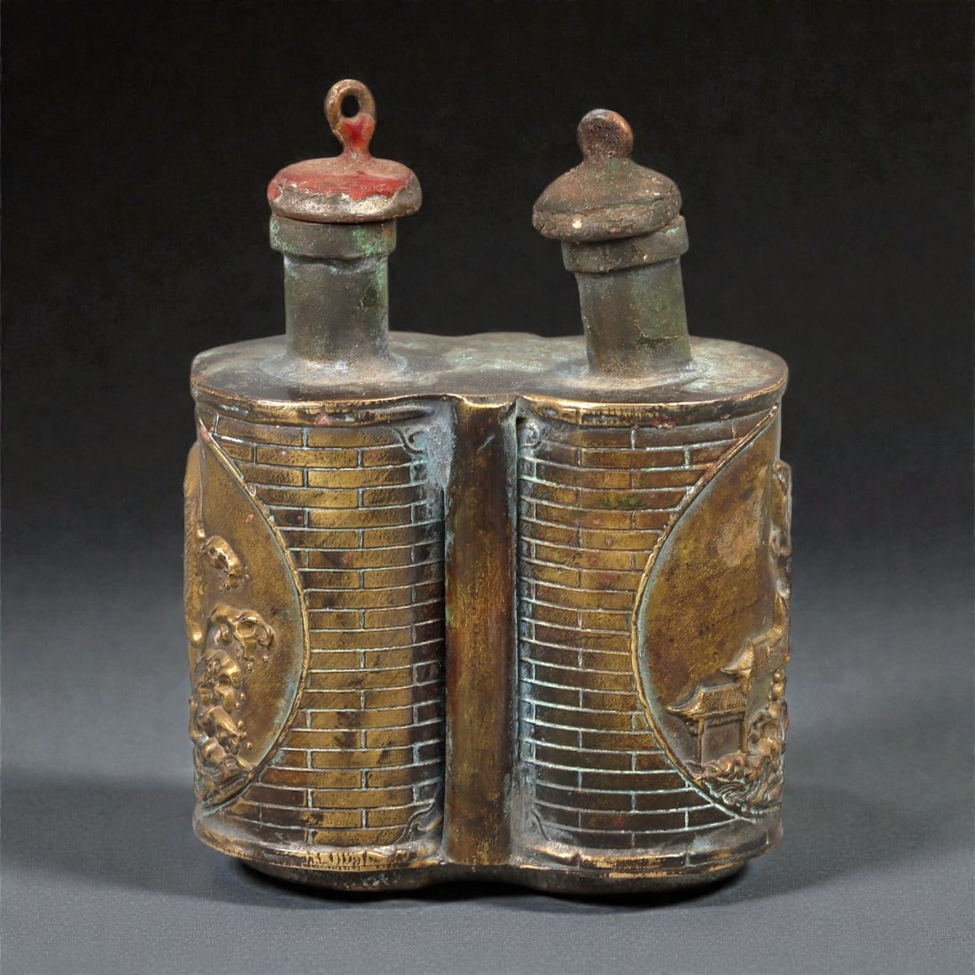 A Chinese Copper-Alloy Double Snuff Bottle, Qing Dynasty, Late 19th Century, 15YB (1 of 3)