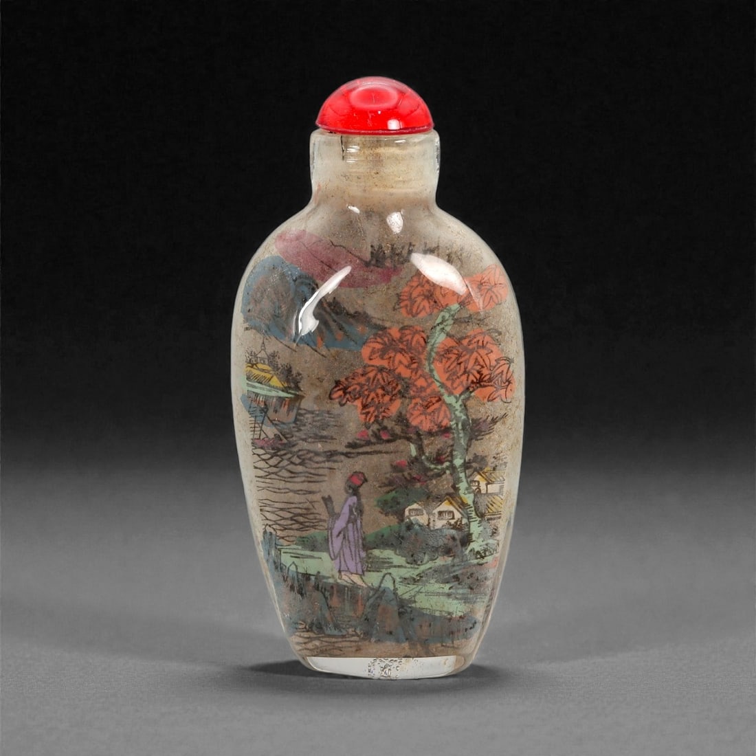 A Chinese Glass Snuff Bottle with Inside-Painted Landscape Decoration, 20th Century, 40FD (1 of 2)