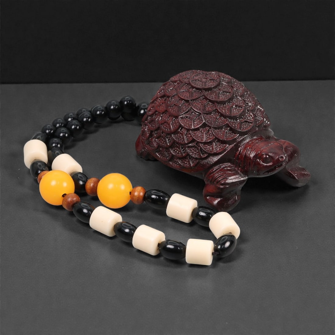 A Chinese Wood Tortoise Figure, 20th Century, 35FD (1 of 3)