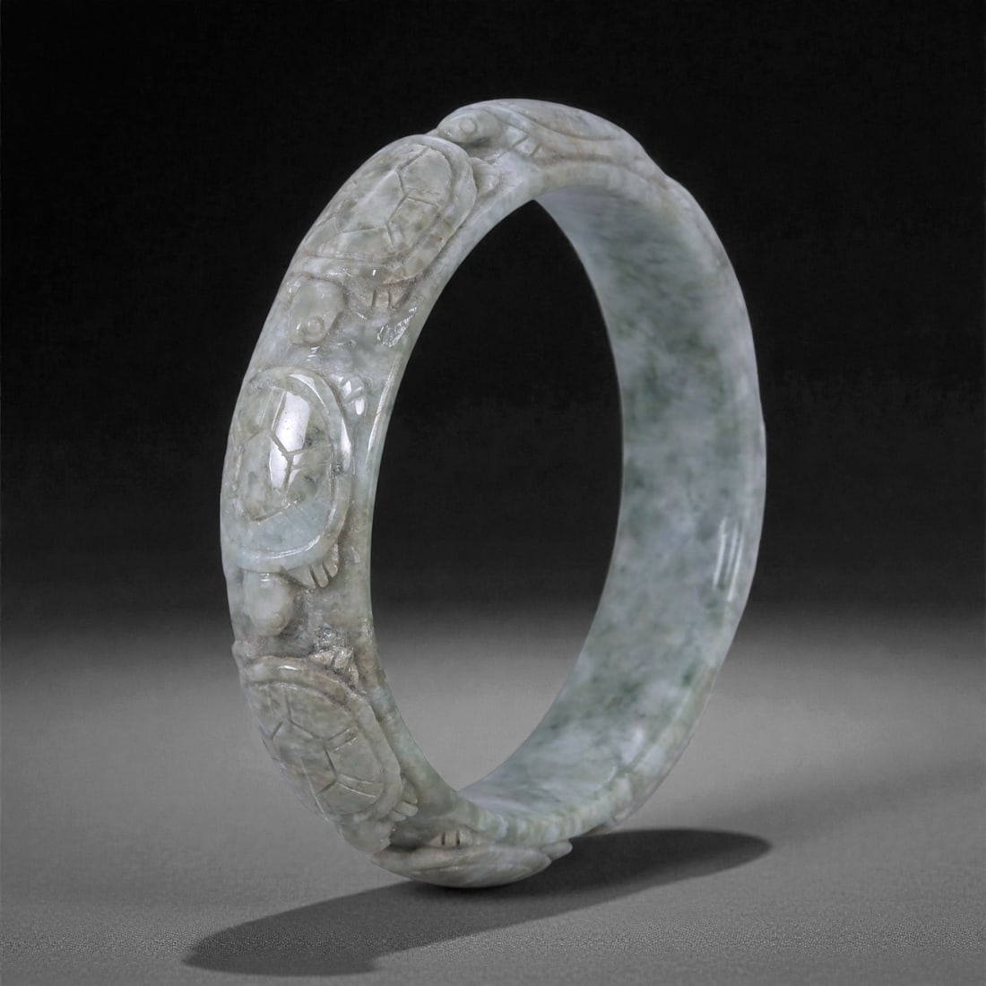 Carved Jade Turtle Bangle - Chinese Style Bracelet, 4WE (1 of 3)