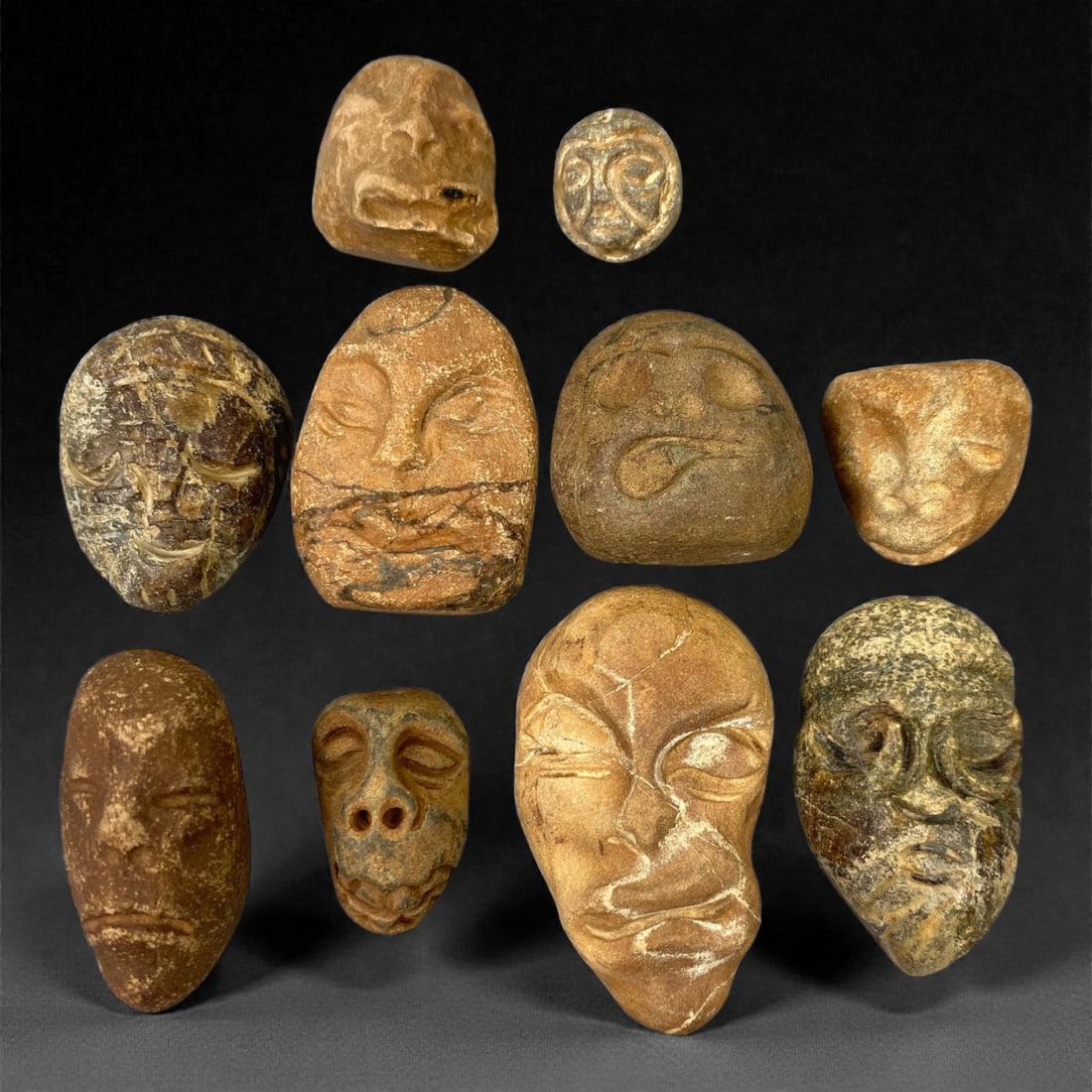 A Lot of Ancient Mediterranean Stone Maskettes, 12th-17th Century, 1.5-4.5cm, 50V (1 of 1)