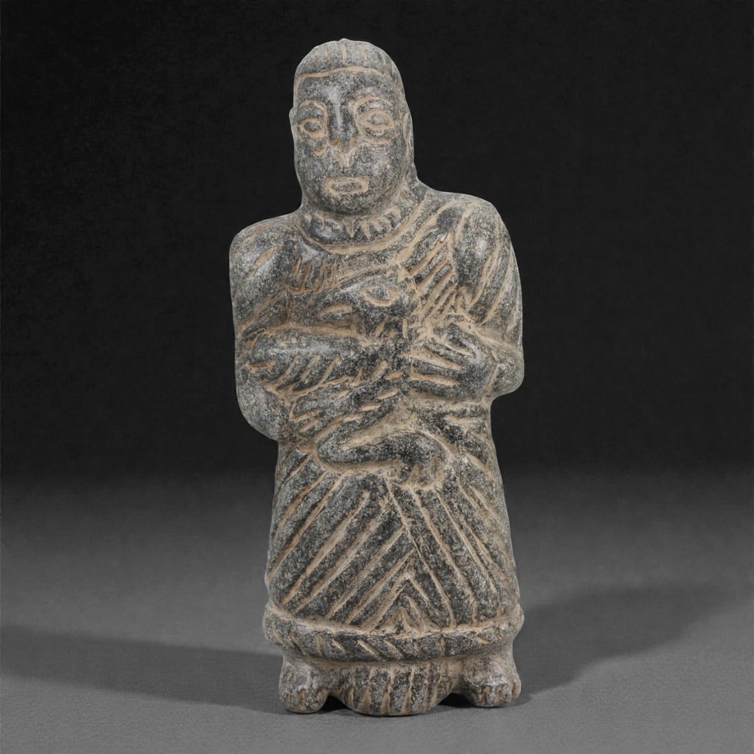 A Syro-Mesopotamian Schist Standing Figure, Early to Mid-1st Millennium BCE, 66LJ (1 of 2)
