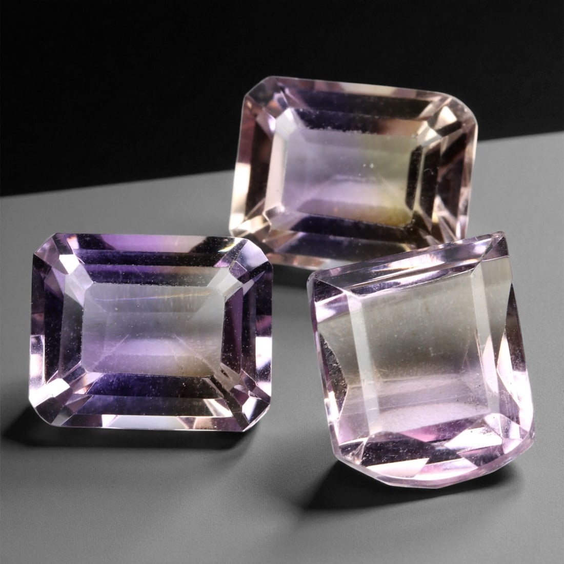 15.65 Carats Soft Bi-Color Ametrine Trio - Natural Bolivian Stones - 1 to 1.1 cm, 65XE (1 of 1)