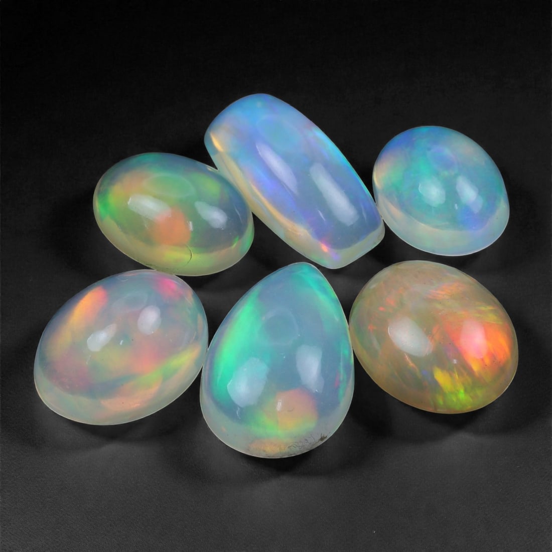 9.63 Carats Ethiopian Opal Cabochon Lot - Natural Welo Stones - 9 to 12mm, 64XA (1 of 1)