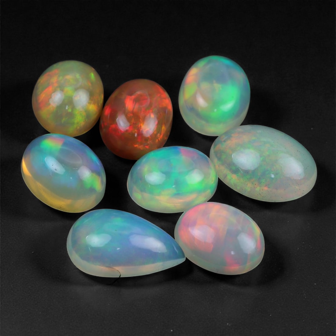 10.93 Carats Ethiopian Opal Cabochon Lot - Natural Welo Stones - 9 to 11mm, 60XA (1 of 1)