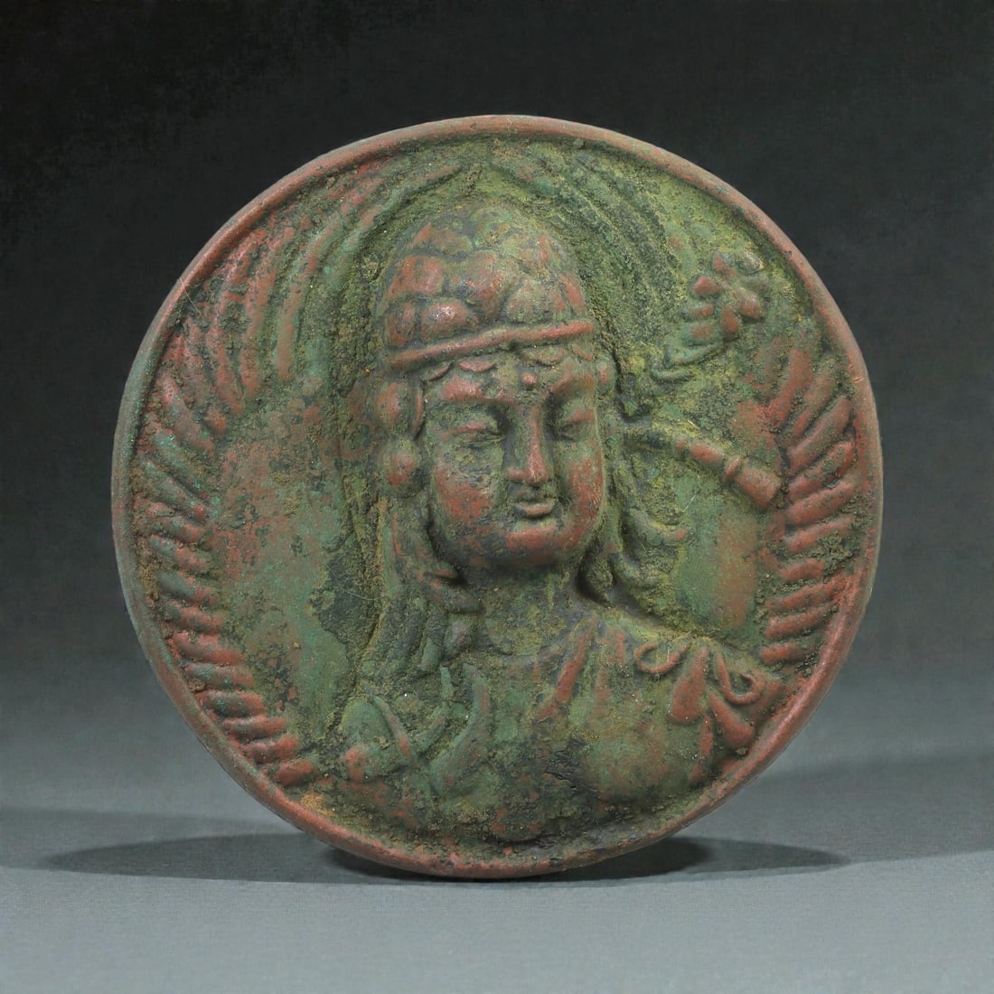 A Gandharan Bronze Roundel with Female Bust, Kushan Period, 2nd-3rd Century CE, 82LP (1 of 2)