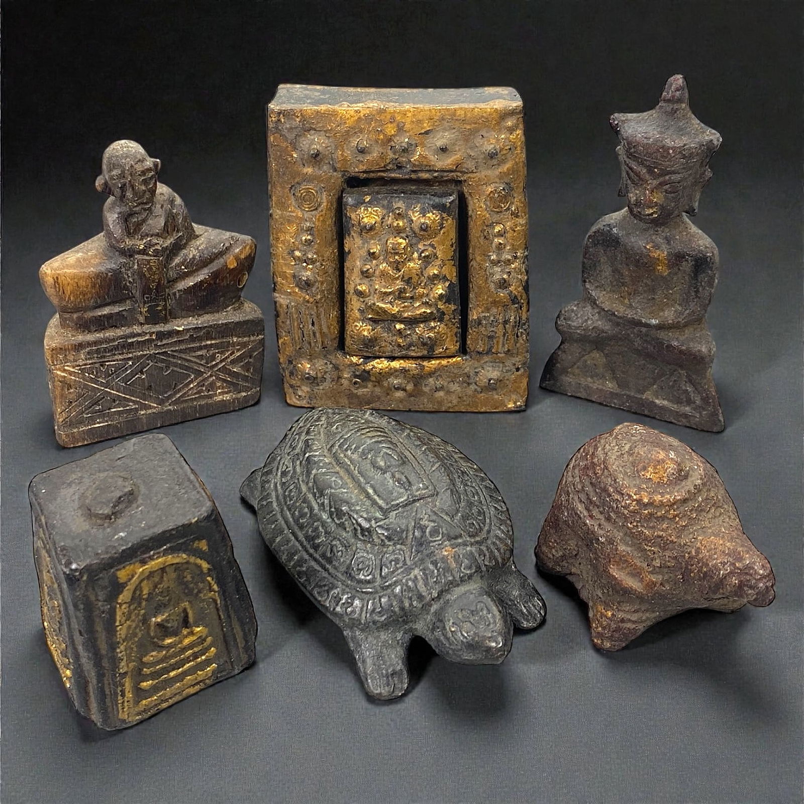 A Group of Six Thai Ritual and Devotional Objects, Mixed Materials, 20th Century, 83V (1 of 1)