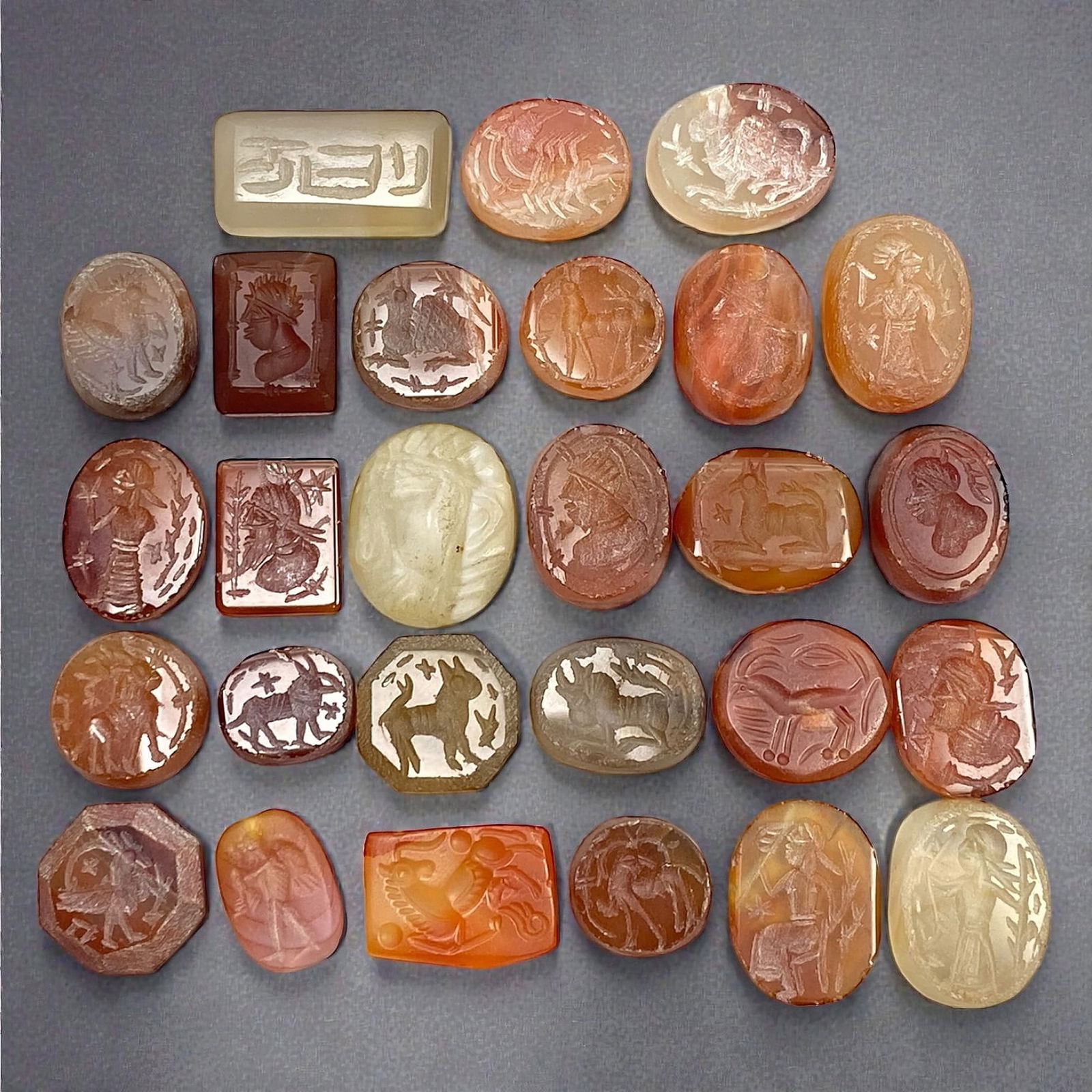 A Group of Greco-Roman Hardstone Intaglio Stamp Beads, Circa 1st Century BCE-3rd Century CE, 79V (1 of 1)