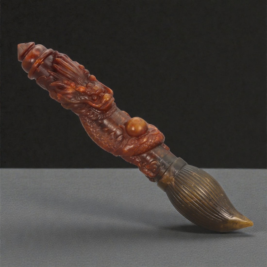 A Chinese Jade Carving of a Dragon-Handled Ruyi Sceptre, 20th Century, 39YA (1 of 3)