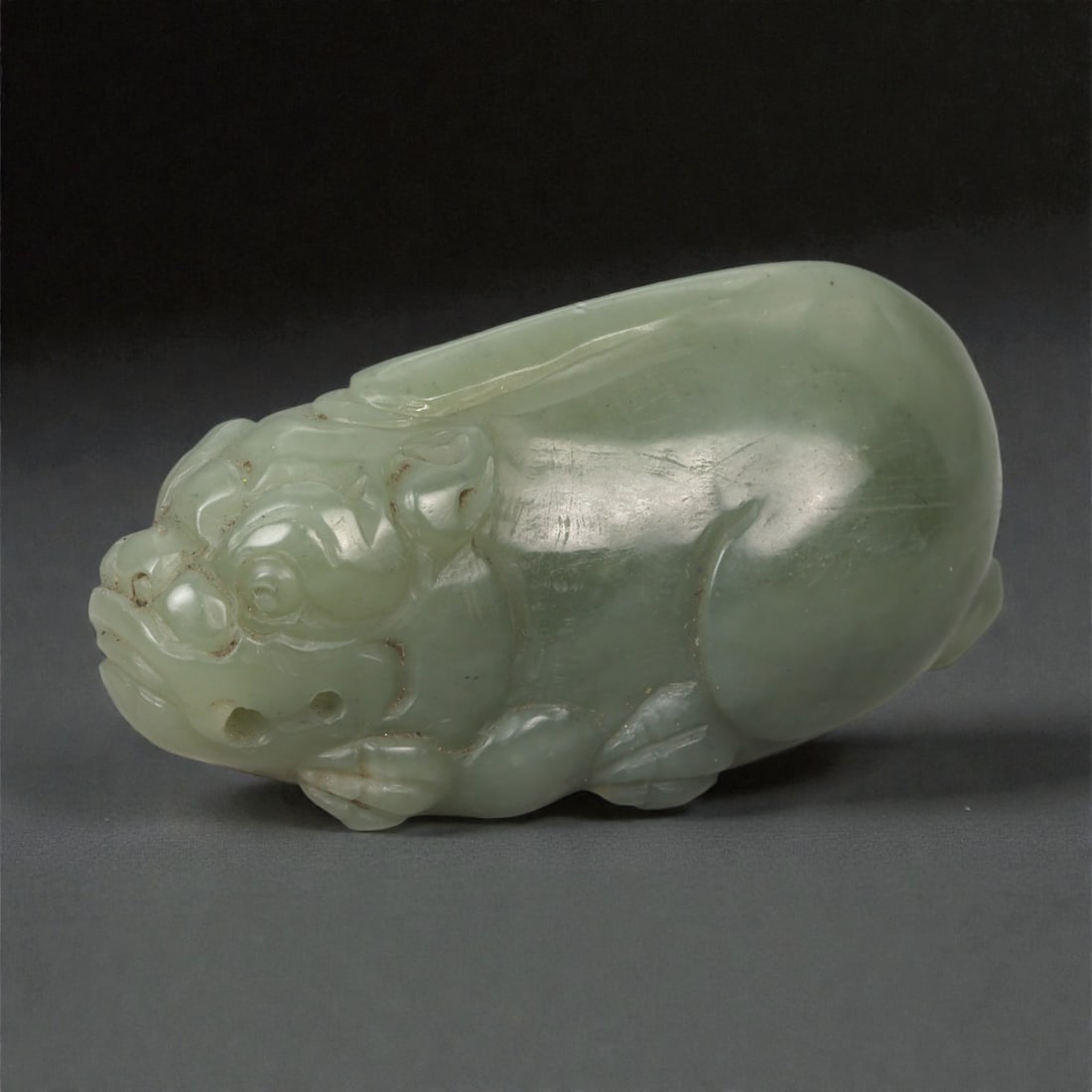 A Chinese Nephrite Jade Mythical Beast Figure, 20th Century, 2YA (1 of 3)