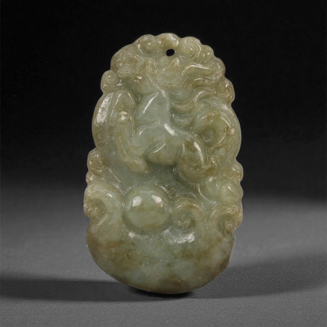 A Chinese Jadeite Jade Horse Amulet Pendant, 20th Century, 50YB (1 of 2)