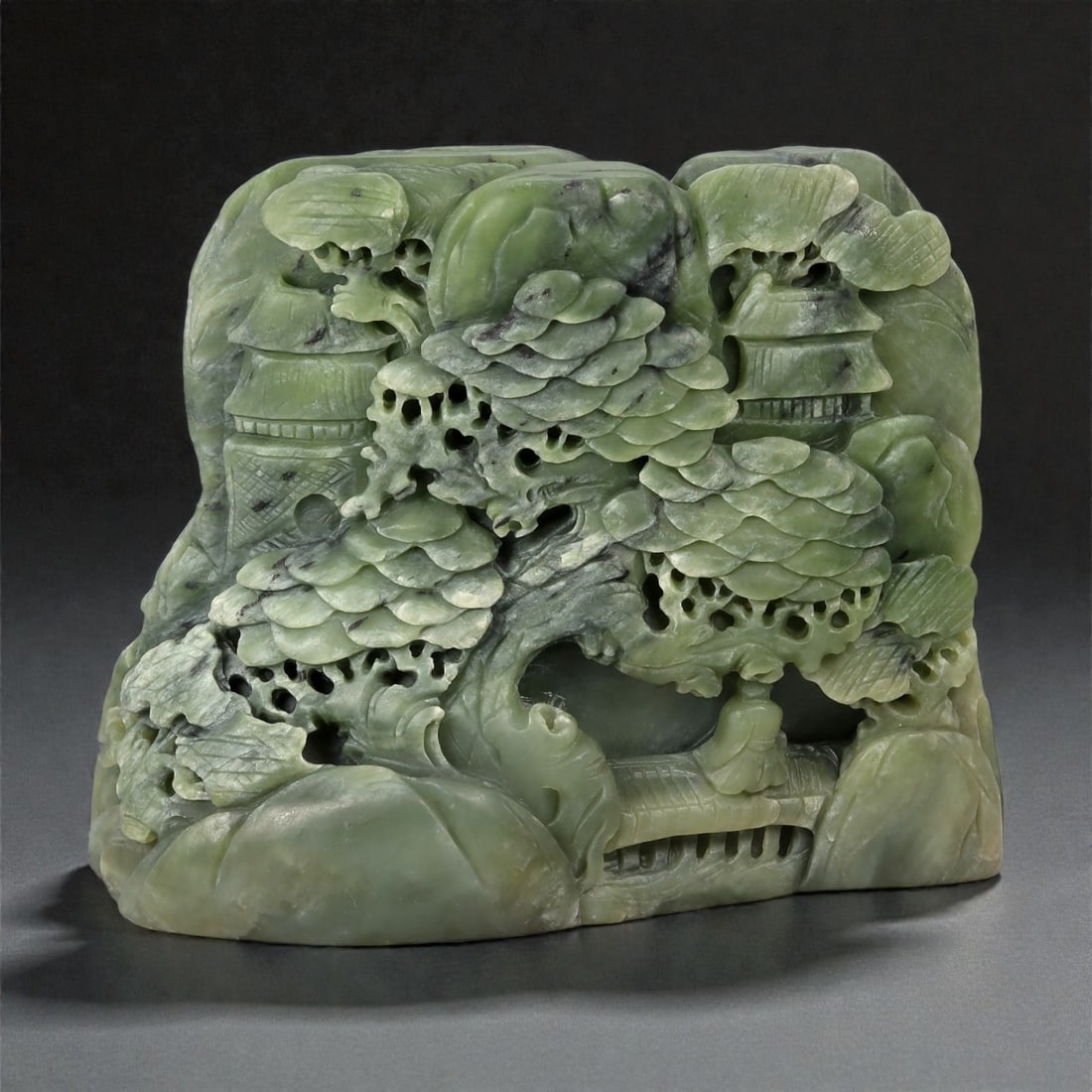 A Chinese Nephrite Jade Landscape Display Carving, 20th Century, 44FC (1 of 2)