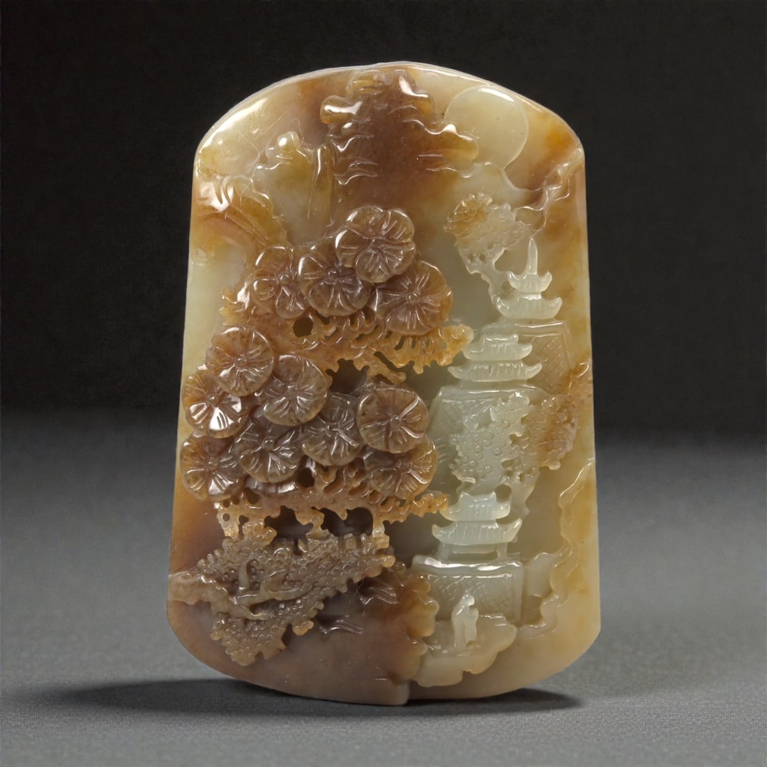 A Chinese Hetian Jade Landscape Plaque, 20th Century, 43FB (1 of 2)