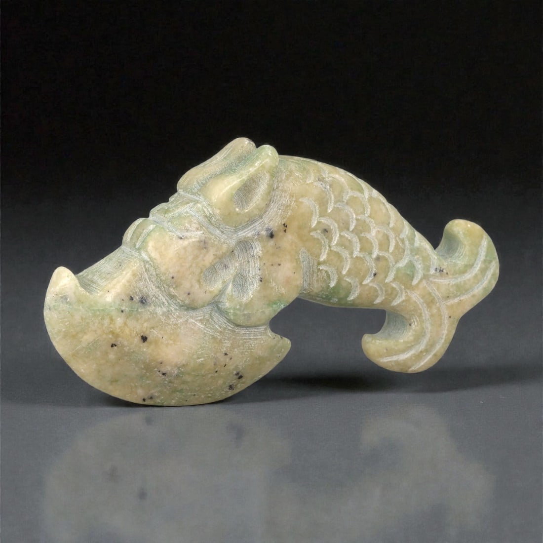 A Chinese Hardstone Fish-Form Axe, 20th Century, 32YB (1 of 3)