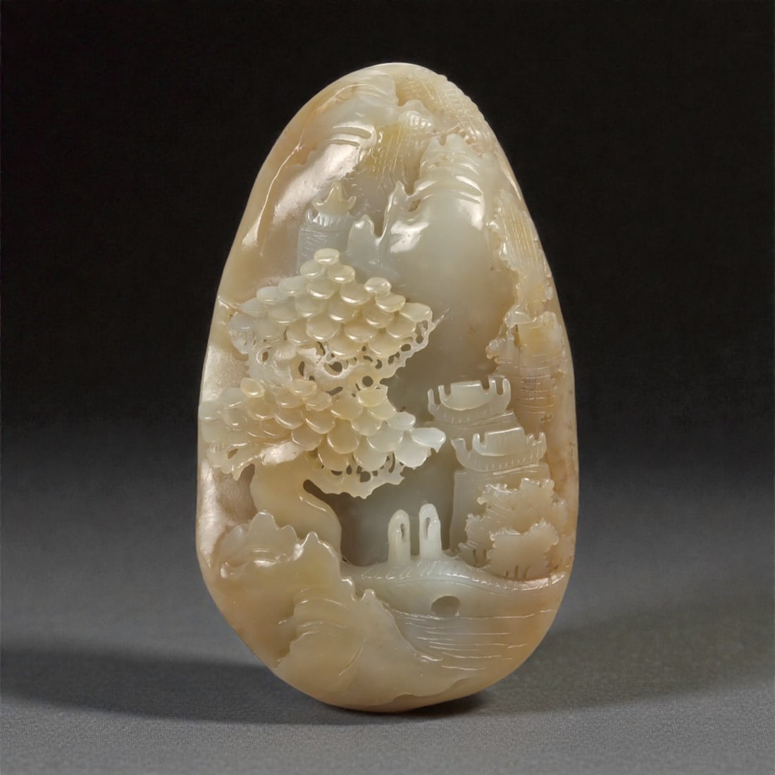 A Chinese Nephrite Jade Landscape Plaque, 20th Century, 36FB (1 of 2)