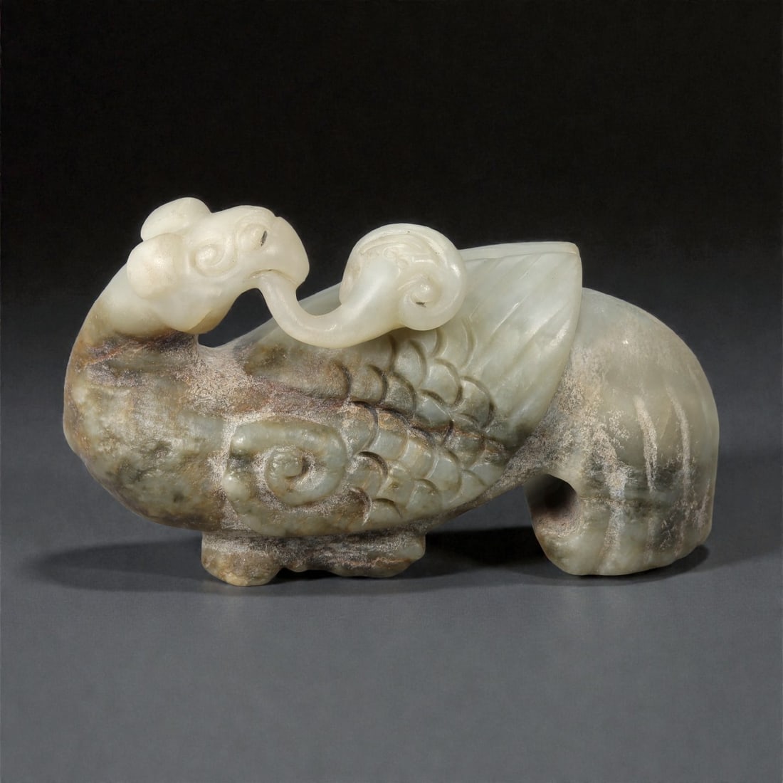 A Chinese Nephrite Jade Mythical Beast Carving, 20th Century, 76FC (1 of 2)