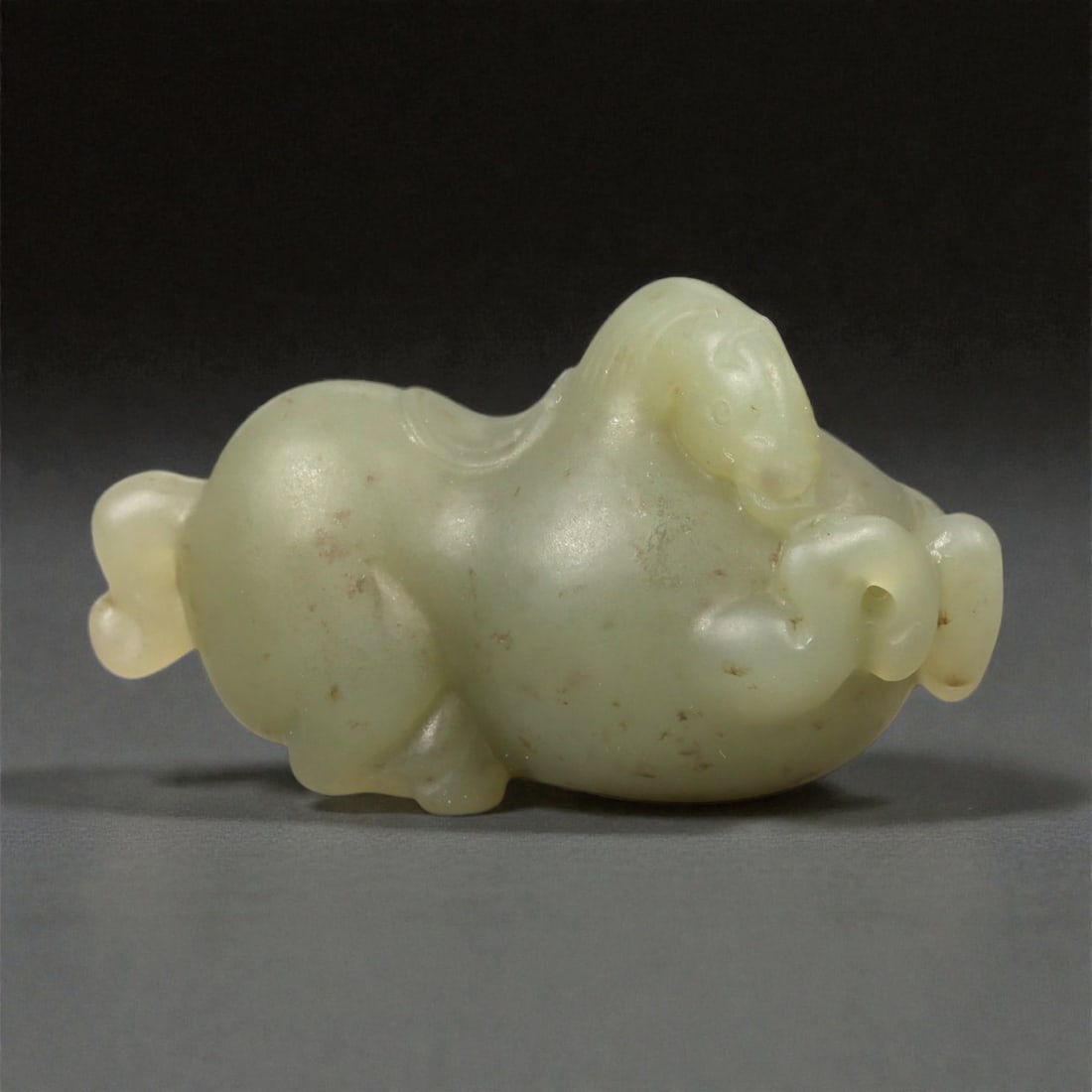 A Chinese Nephrite Jade Recumbent Horse, 20th Century, 94FA (1 of 3)