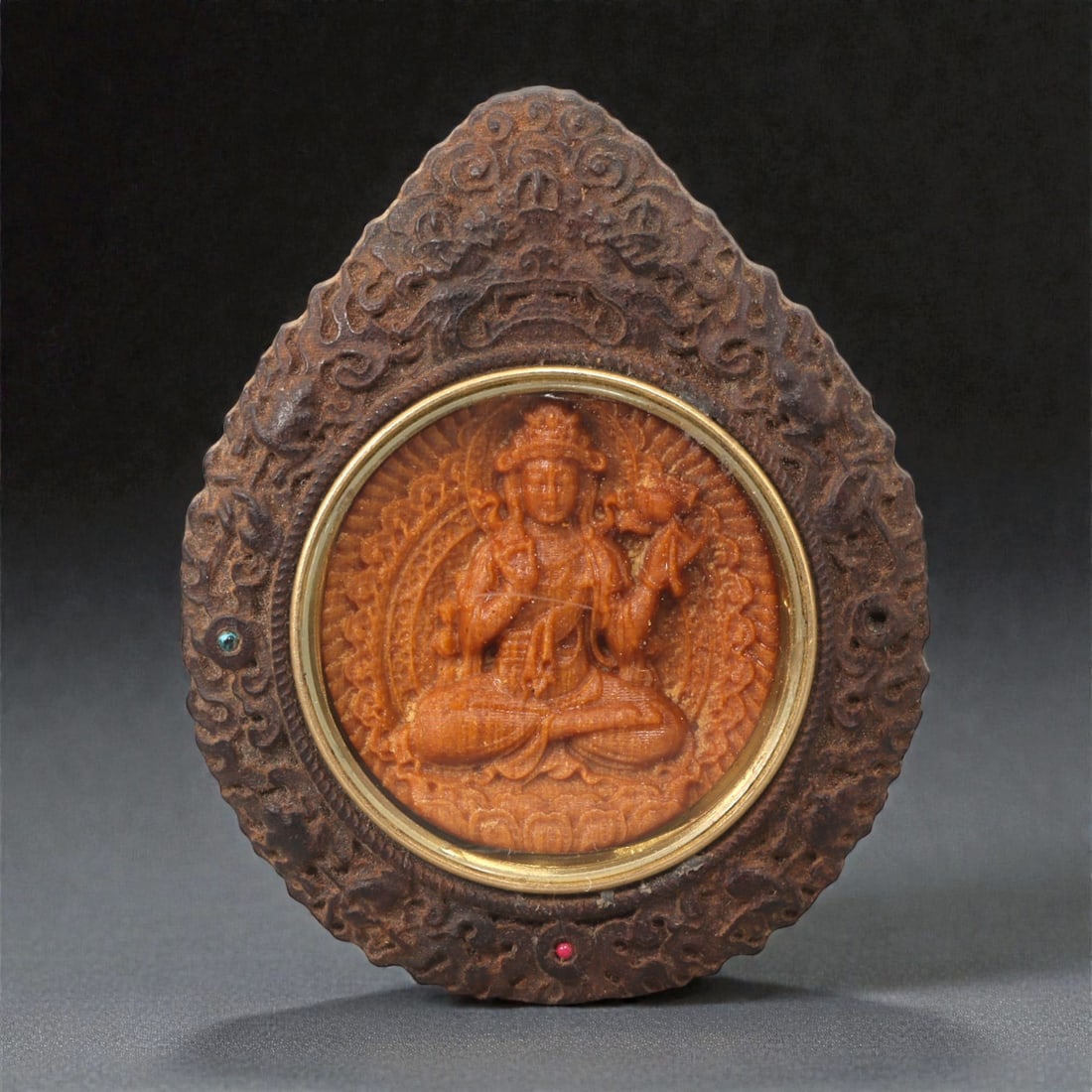 A Chinese Wood Carved Buddhist Pendant, 20th Century, 54FC (1 of 2)