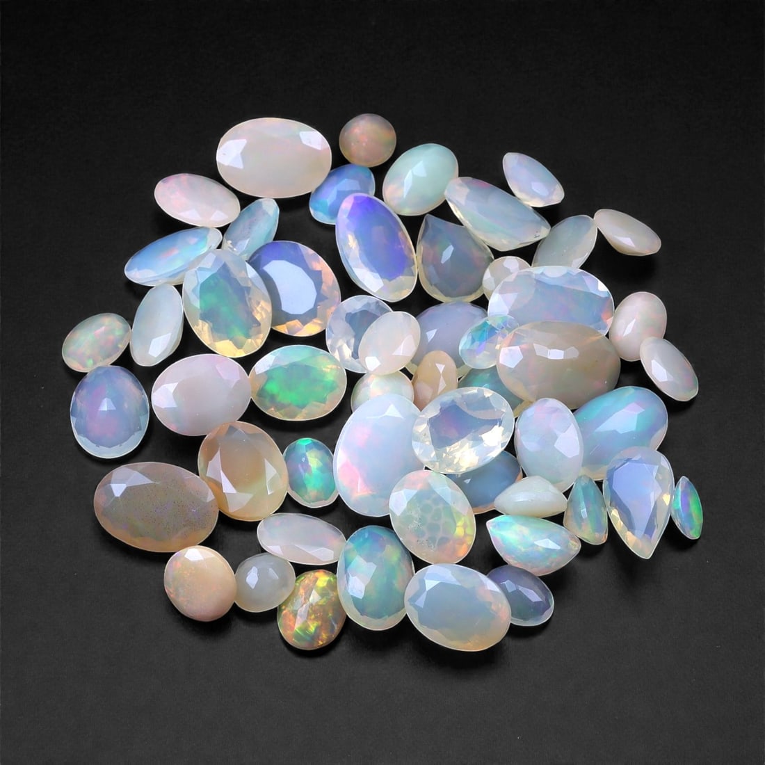 47.93 Carats Milky Rainbow Opal Parcel - Natural Ethiopian Stones, 4-11mm, 66XH (1 of 1)