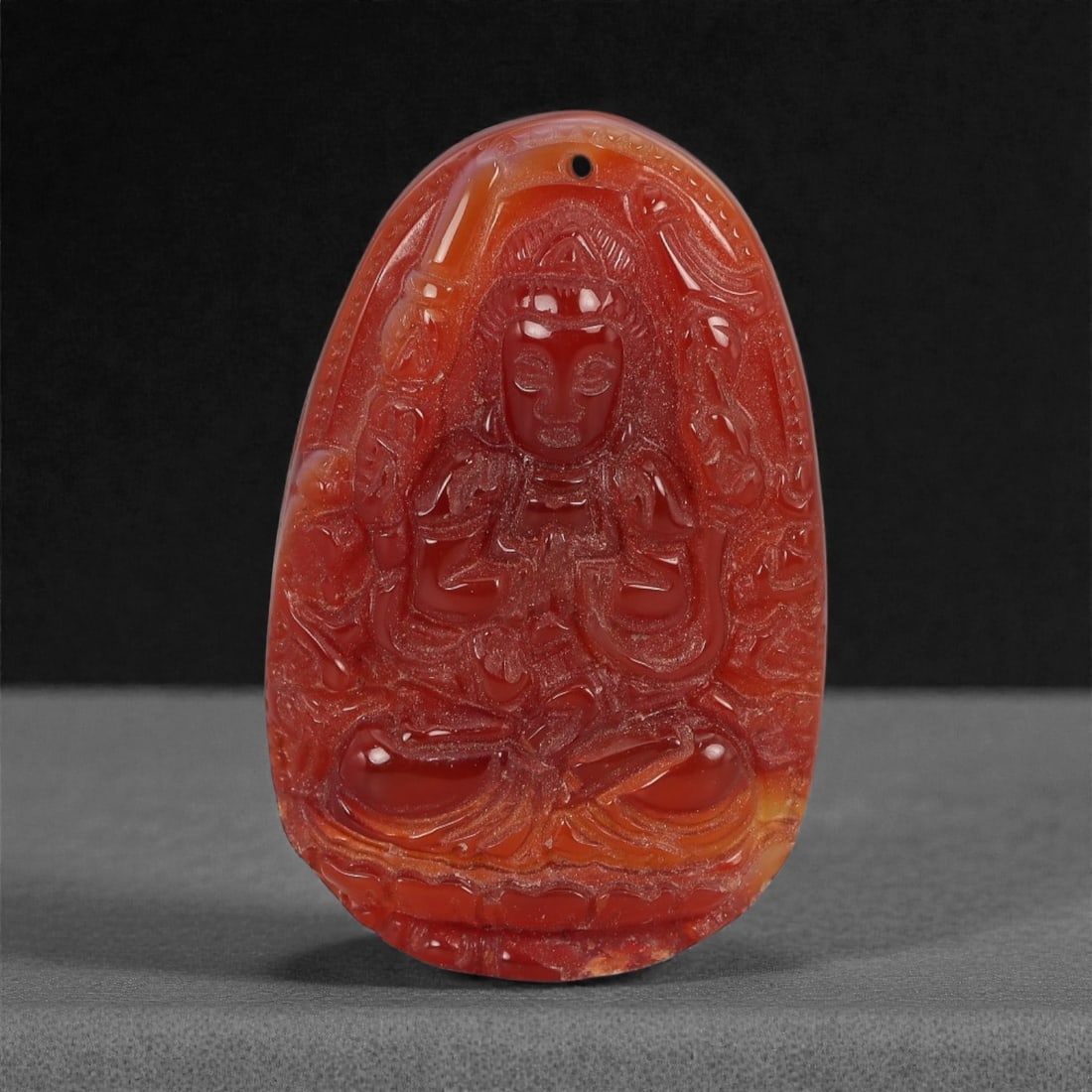 A Chinese Agate Buddhist Deity Amulet Pendant, 20th Century, 41YB (1 of 2)
