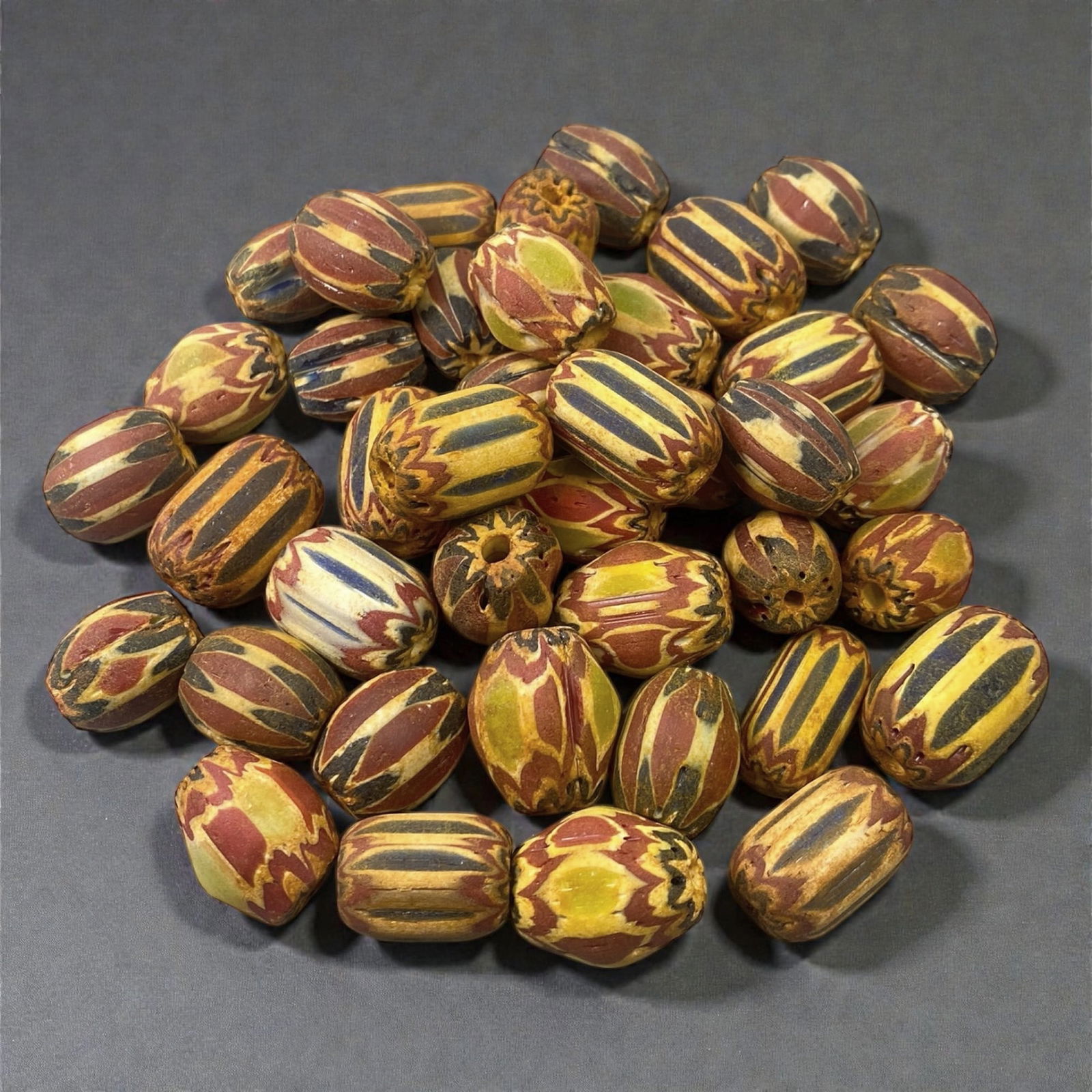 A Group of European Glass Chevron Beads, 19th Century, 25W (1 of 1)