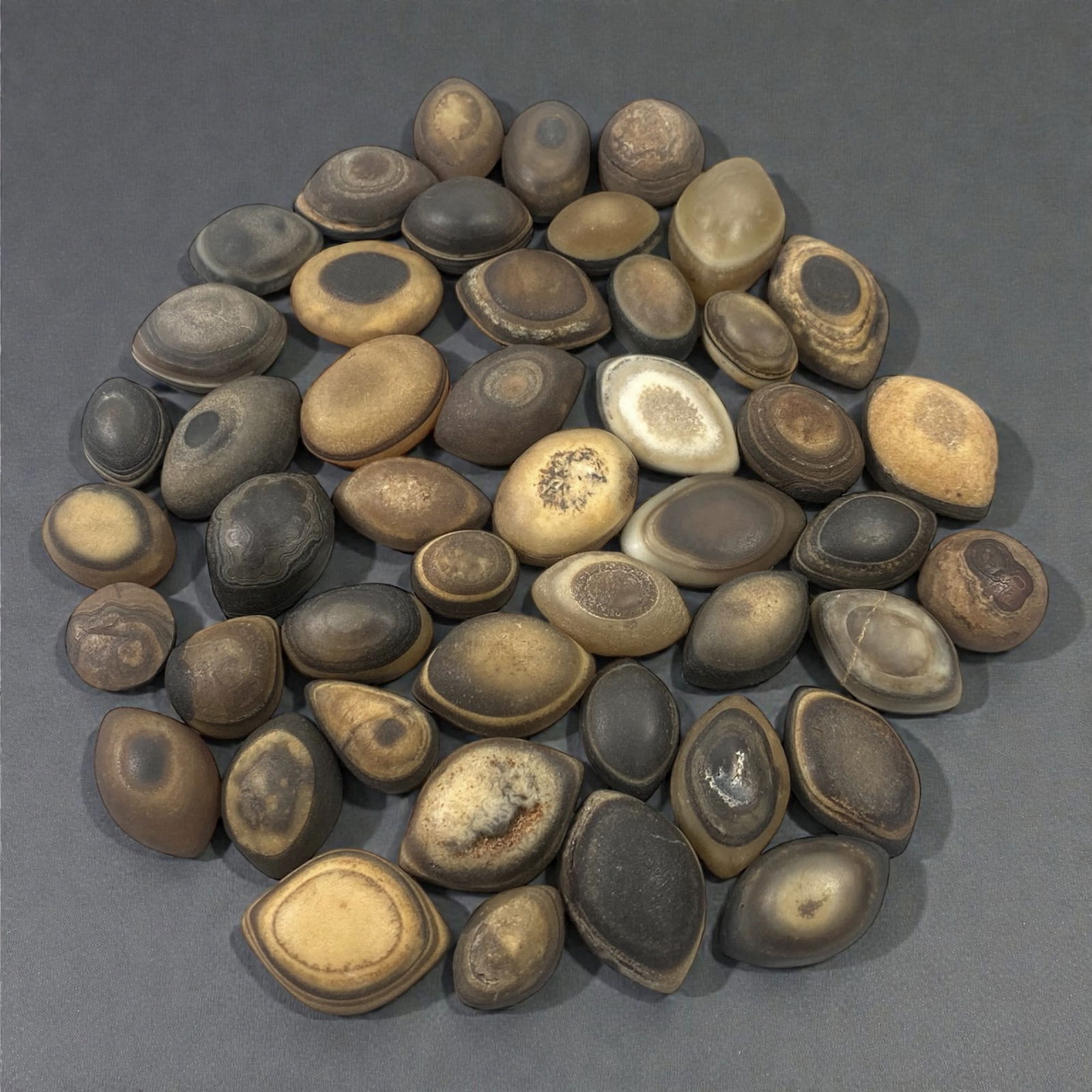 A Group of Tibetan Luk Mik ("Goat's Eye") Agate Beads, 11th-14th Century CE, 23W (1 of 1)