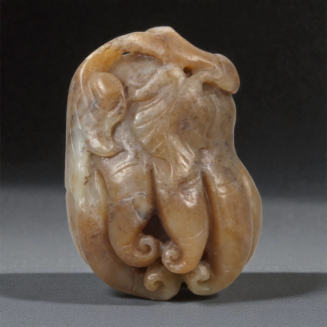 A Chinese Jade Ginseng-Form Pendant, 20th Century, 32YA (1 of 2)