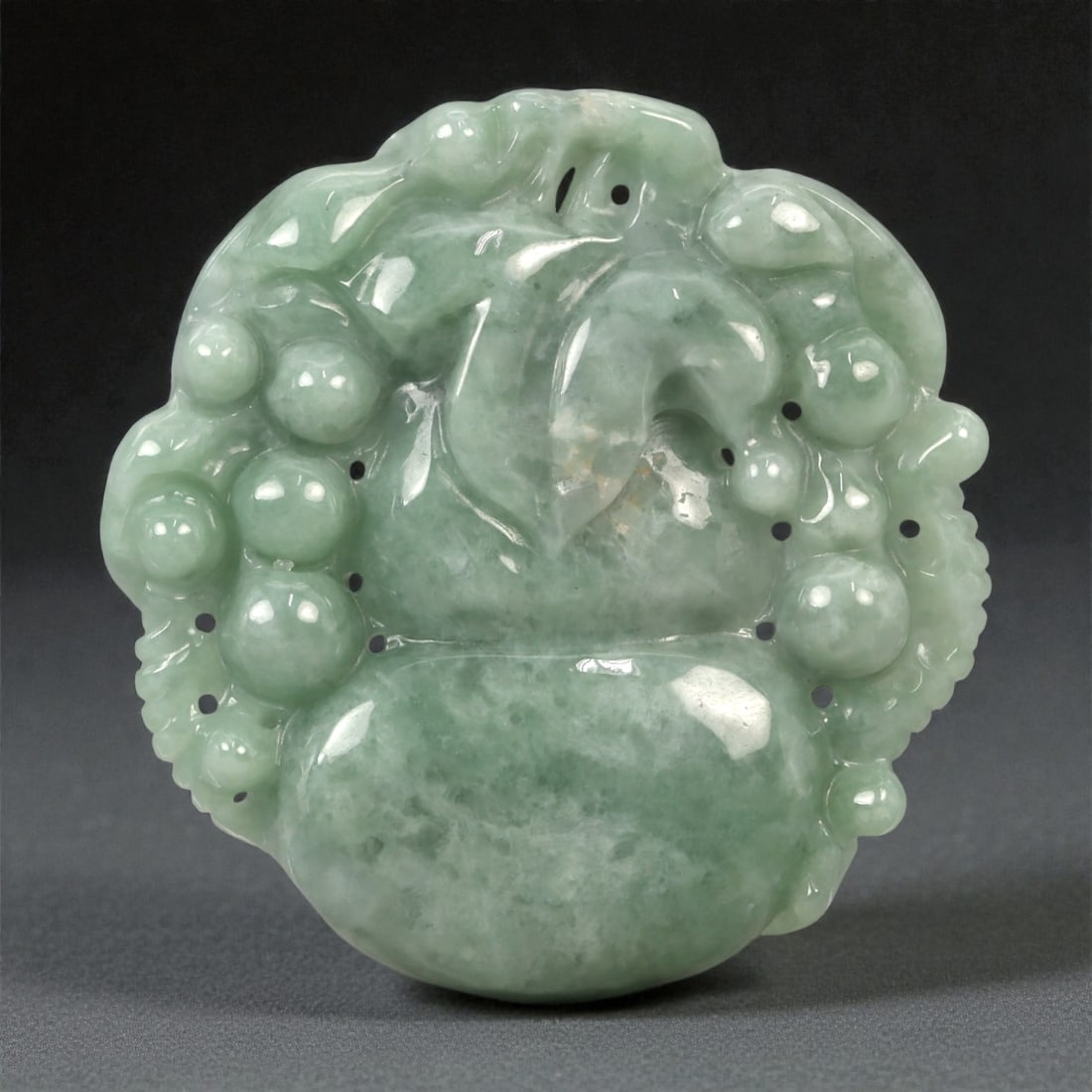 A Chinese Jade Pendant Carved with Auspicious Gourds, 20th Century, 22YA (1 of 2)