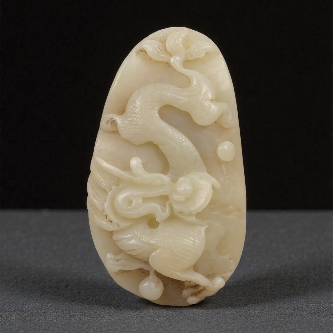 A Chinese Nephrite Jade Relief Plaque, 20th Century, 78YA (1 of 2)
