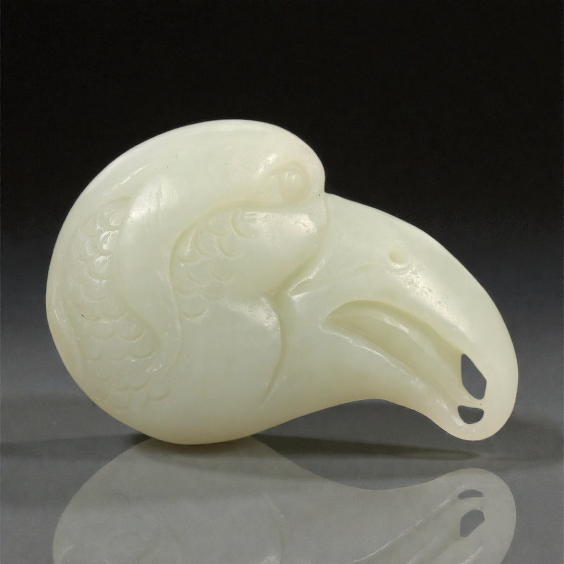 A Chinese Nephrite Jade Bird-Head Ornament, 20th Century, 30FA (1 of 2)