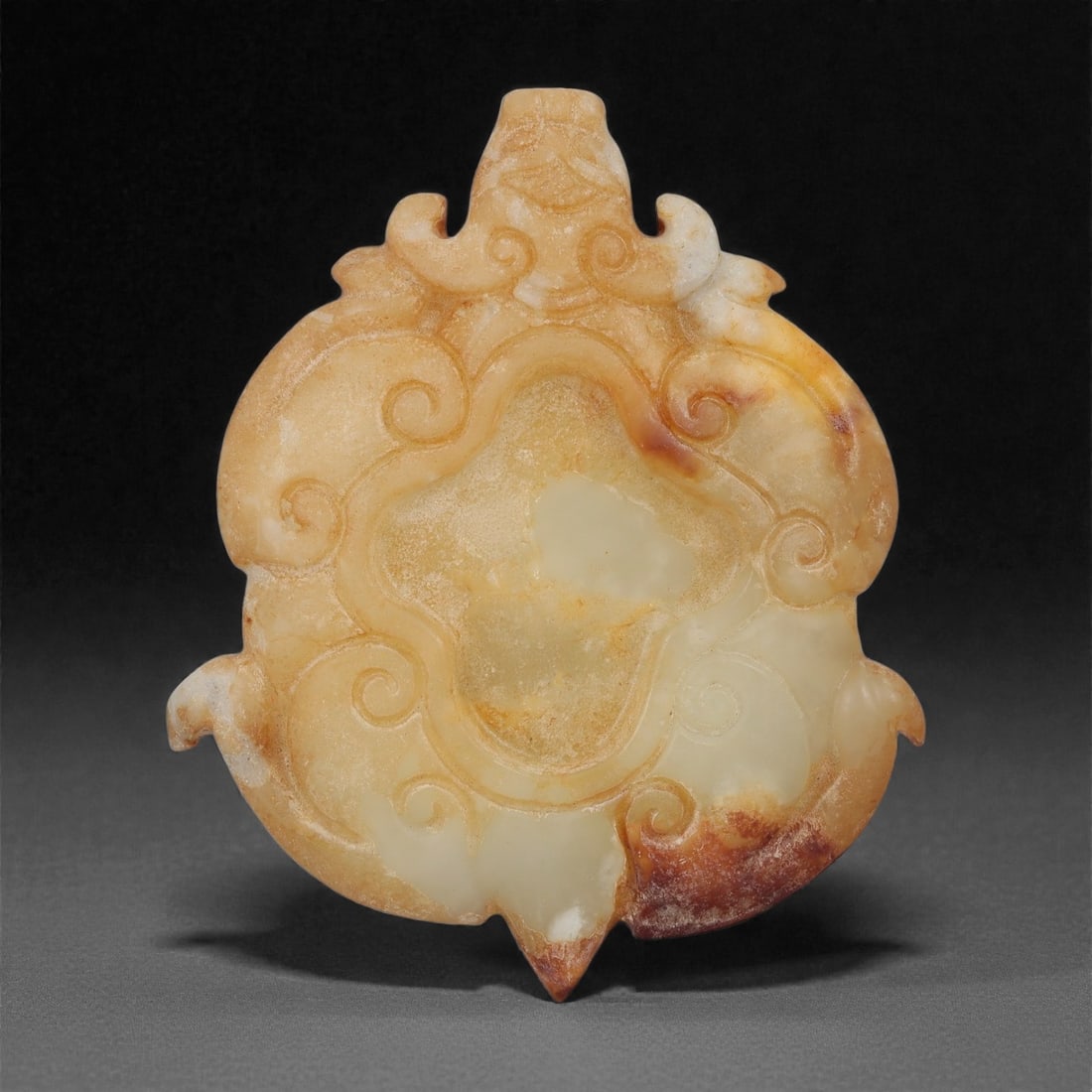 A Chinese Yellow Jade Archaistic Plaque, 20th Century, 66FD (1 of 2)