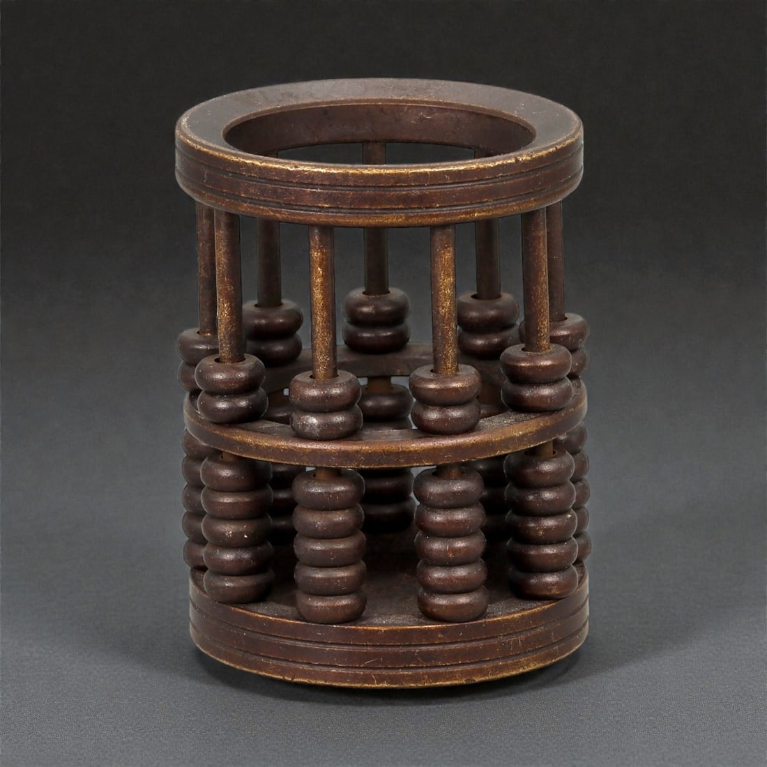 A Chinese Copper-Alloy Miniature Abacus (Suanpan), Qing Dynasty, 19th Century, 4YB (1 of 2)