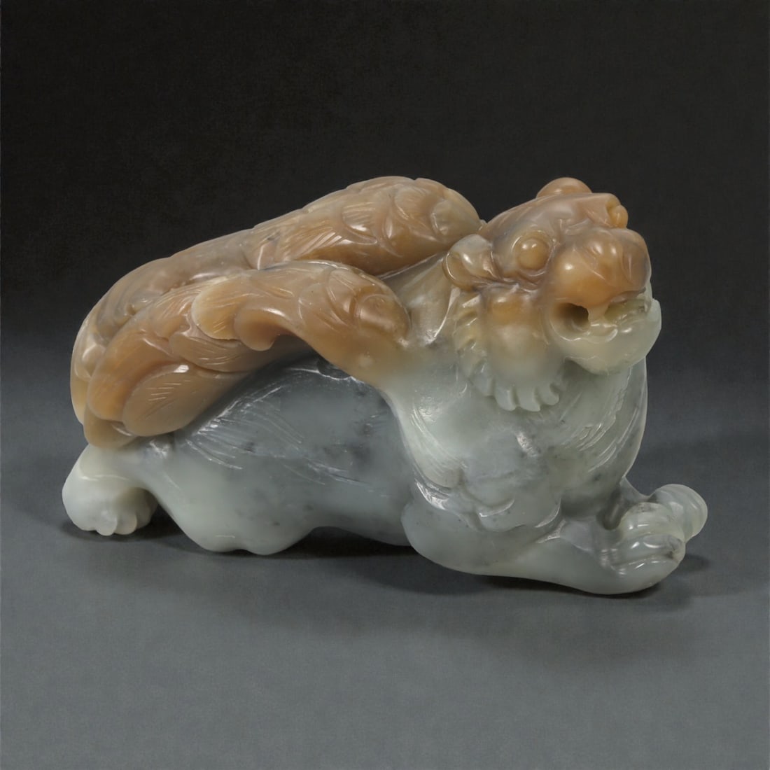 A Chinese Jade Carving of a Dragon-Tortoise (Bixi), 20th Century, 26YA (1 of 3)