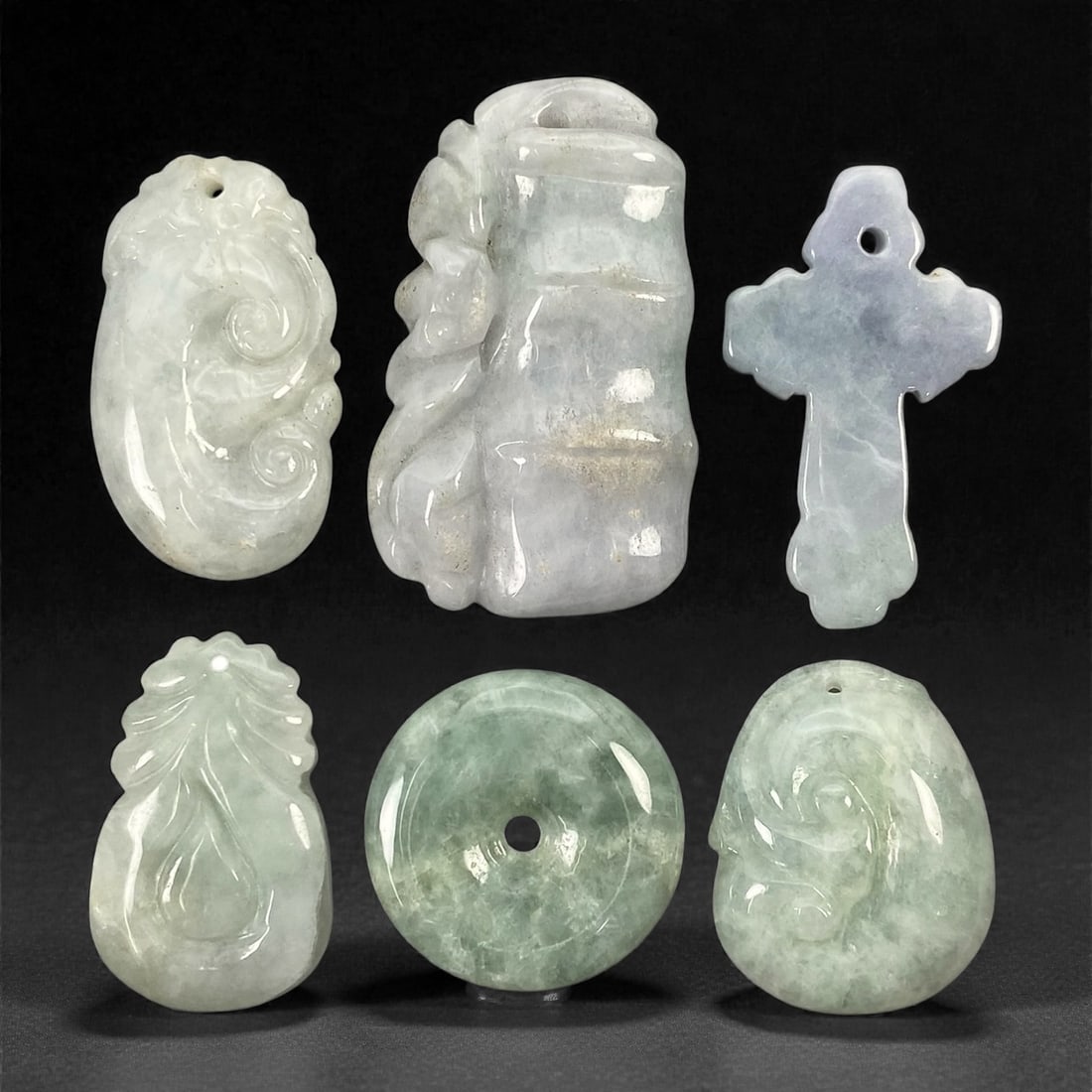 A Group of Six Chinese Jadeite Jade Carvings, 20th Century, 6XJ (1 of 2)
