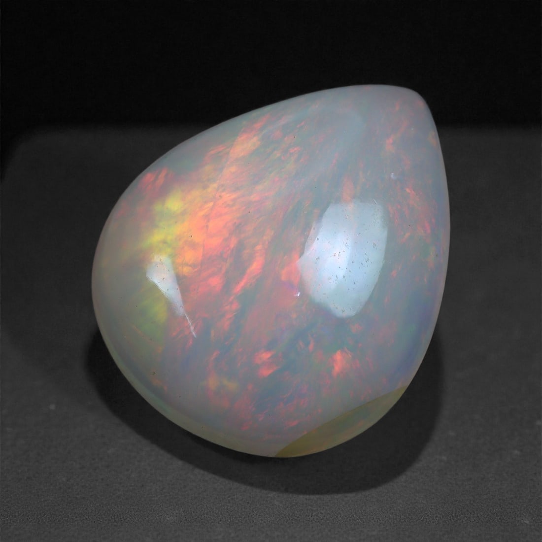 2.88 Carats Play-of-Color Welo Opal - Natural Ethiopian Gem 13x11mm, 24XC: This captivating Welo opal gleams with a luminous cascade of multi neon color that ripple across the stone's surface with every movement. The play-of-color is vivid and well-distributed, presenting a