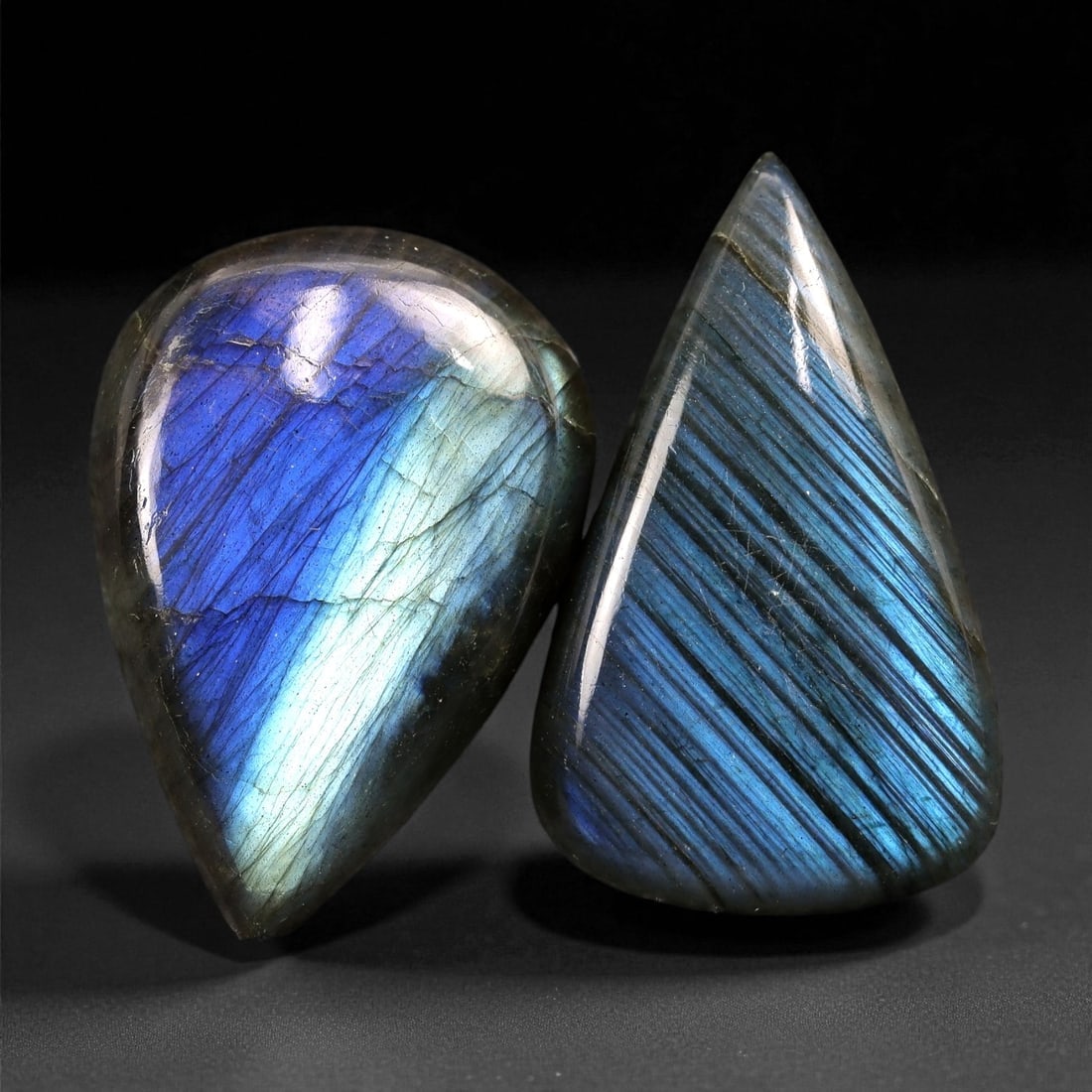 65.49 Carats Electric Blue Labradorite Pair - Natural Madagascar Cabochons, 72XC (1 of 1)