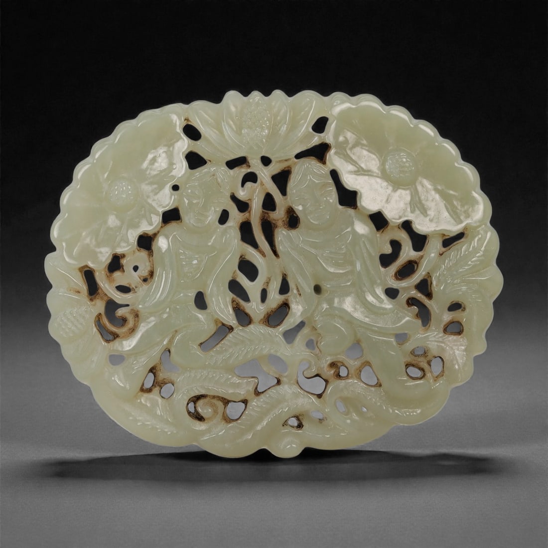 A Chinese Hetian Nephrite Jade Openwork Plaque, 20th Century, 99FD (1 of 2)