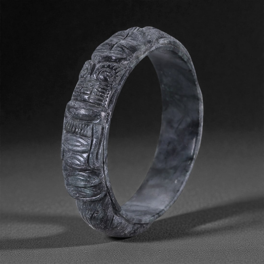 Jadeite Jade Dragon Bracelet - Carved Asian Bangle, 6.3cm Inner Diameter, 24WE (1 of 3)