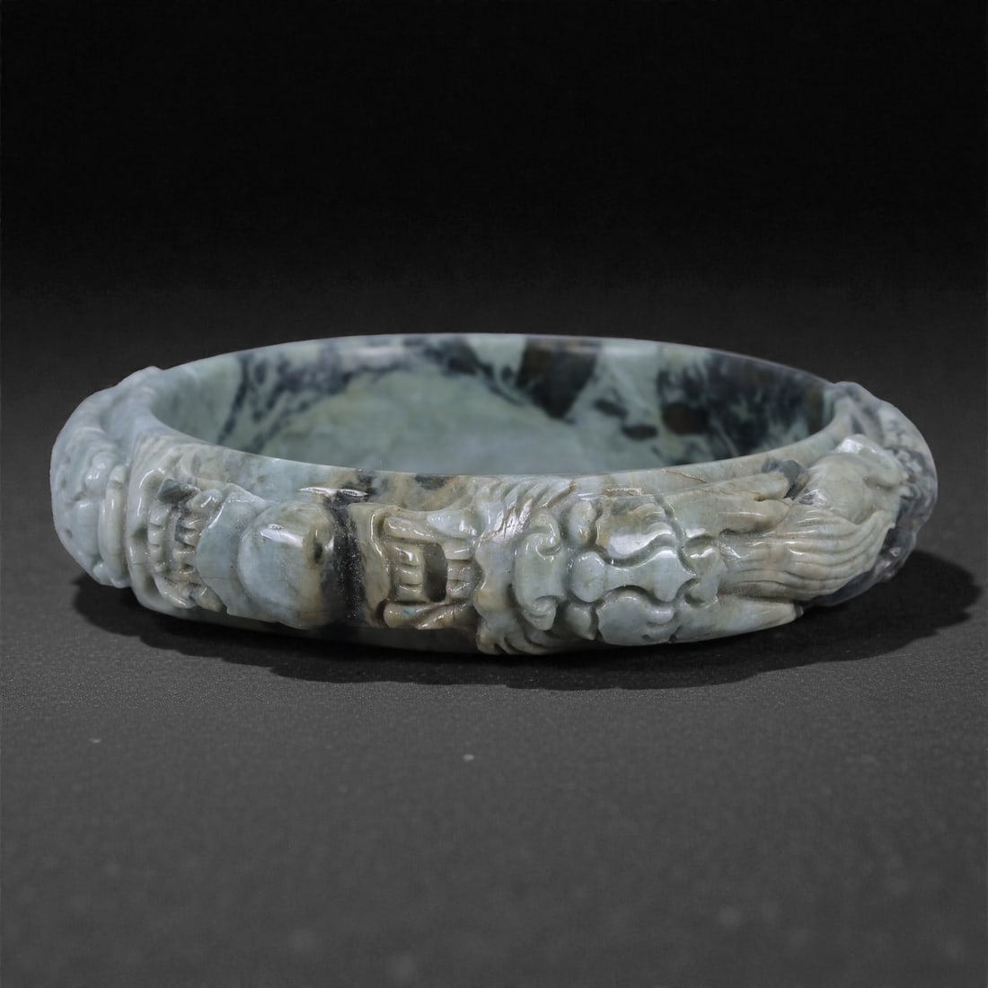 Carved Jade Dragon Bangle - Chinese Style Bracelet, 60WE (1 of 3)