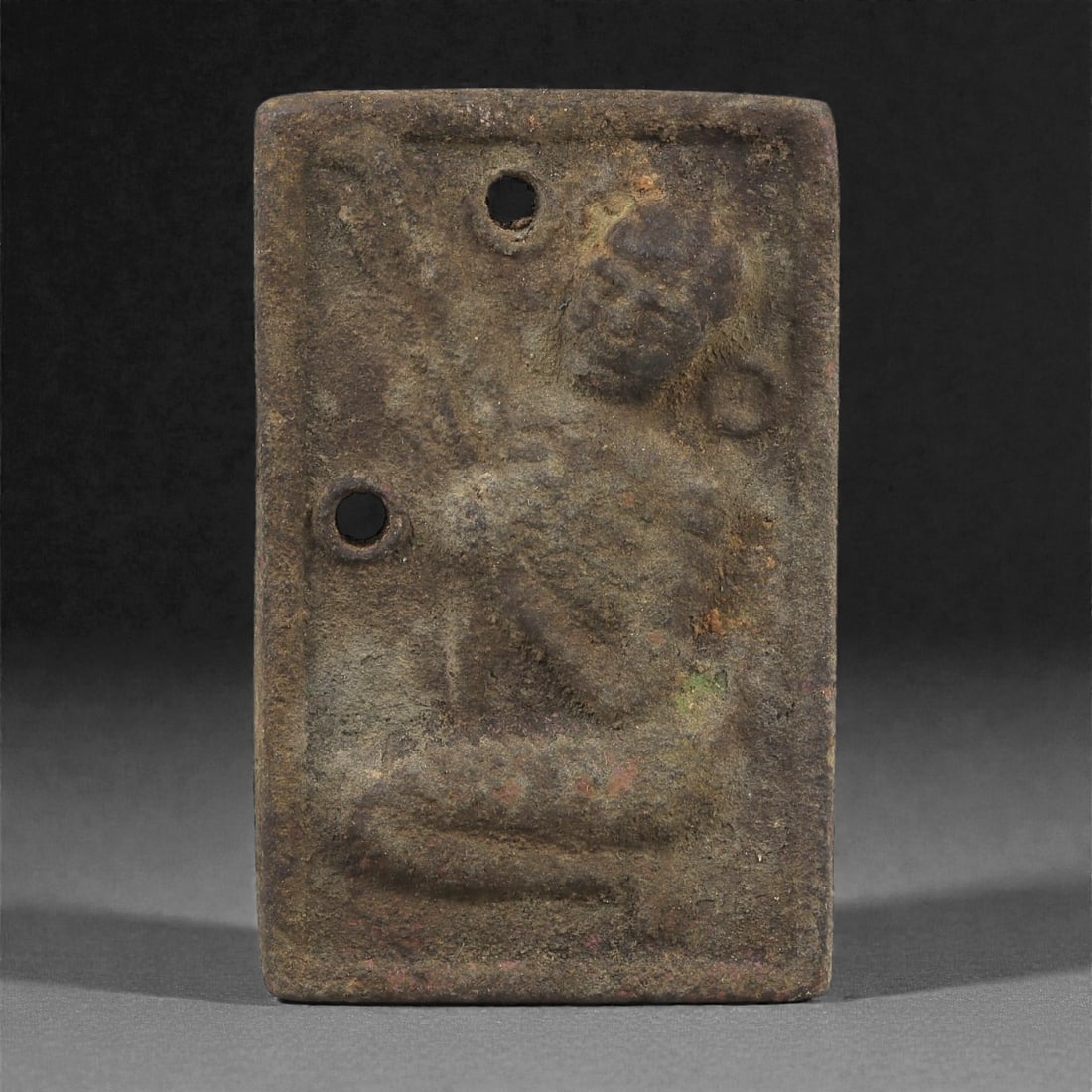 A Gandharan Bronze Plaque with Seated Figure, 2nd-4th Century CE, 56LP (1 of 2)