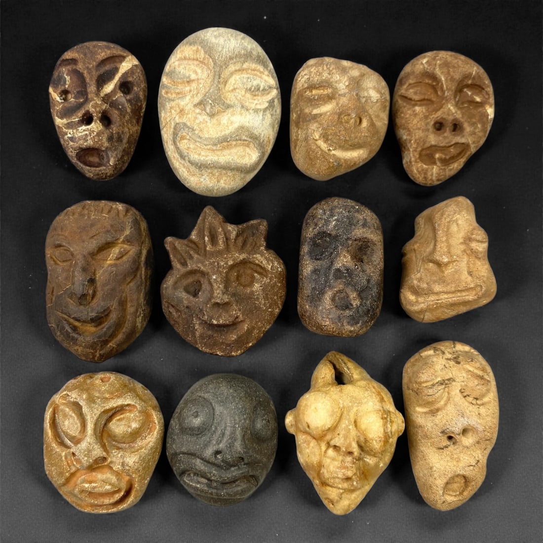 A Lot of Ancient Mediterranean Stone Maskettes, 12th-17th Century, 2.5-3.5cm, 40V (1 of 1)
