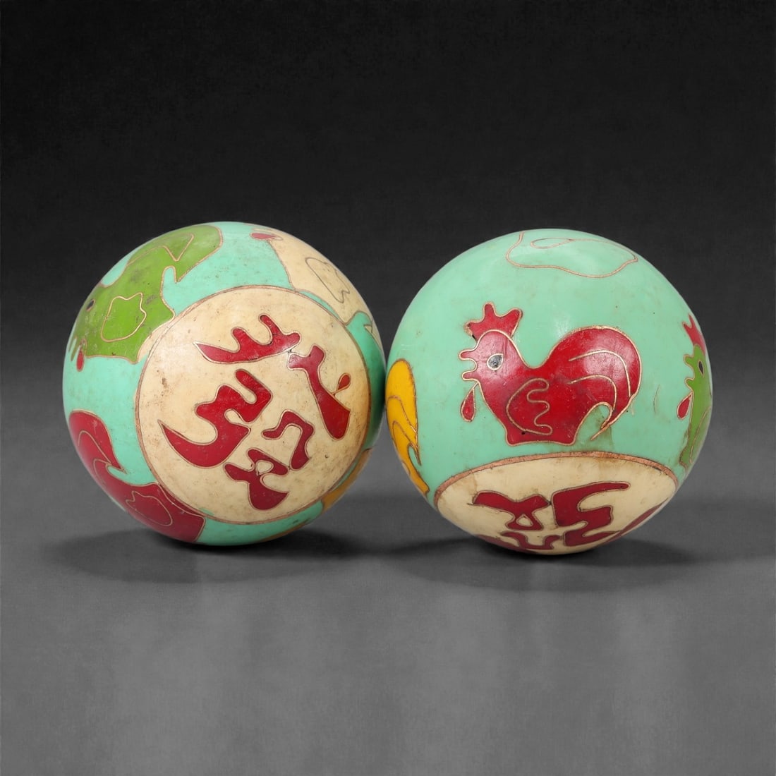 A Pair of Chinese Enamelled Hand Exercise Balls (Baoding Balls), 20th Century, 33FG (1 of 1)
